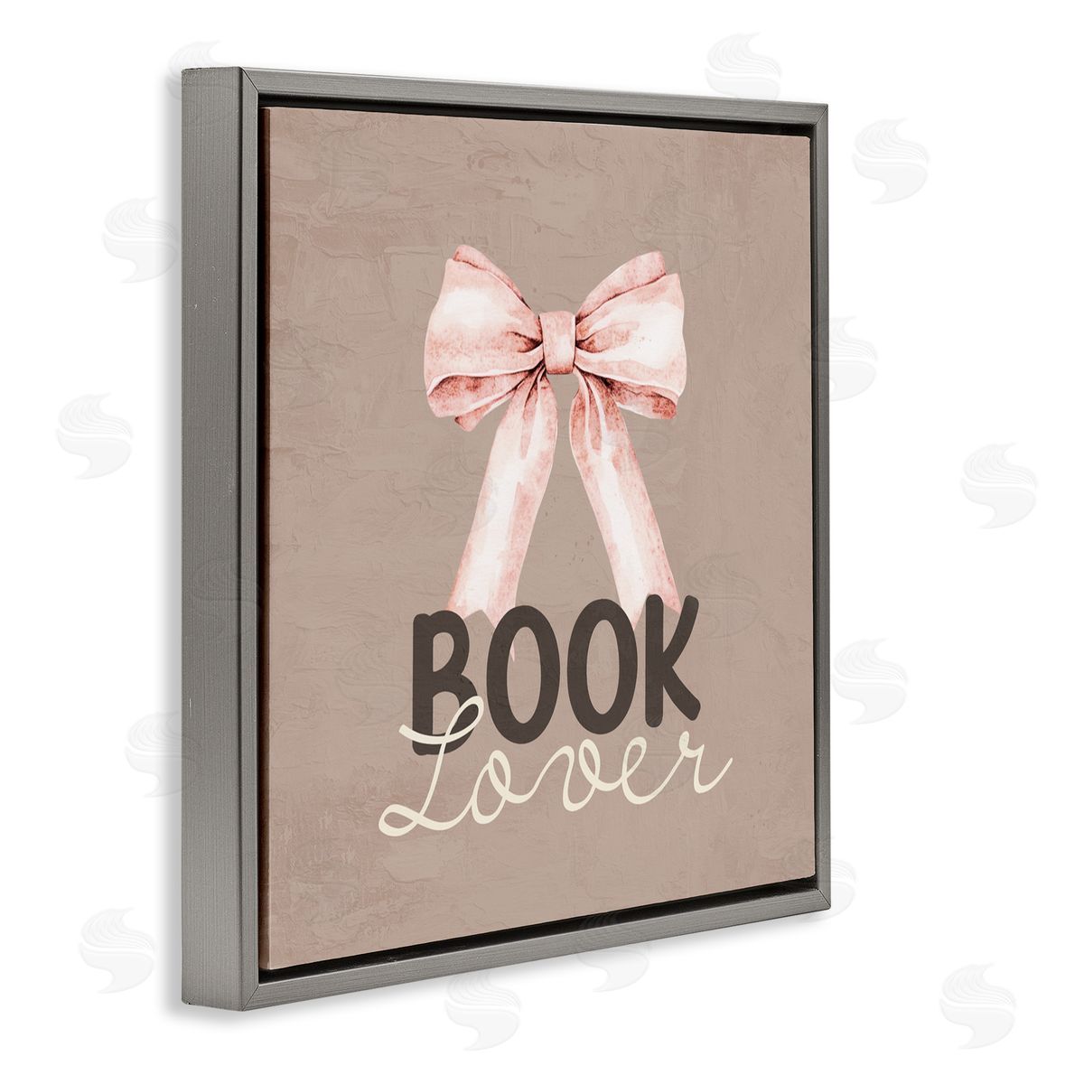 Kim Allen Book Lover with Bow Gray Floating Frame Canvas Wall Art Print