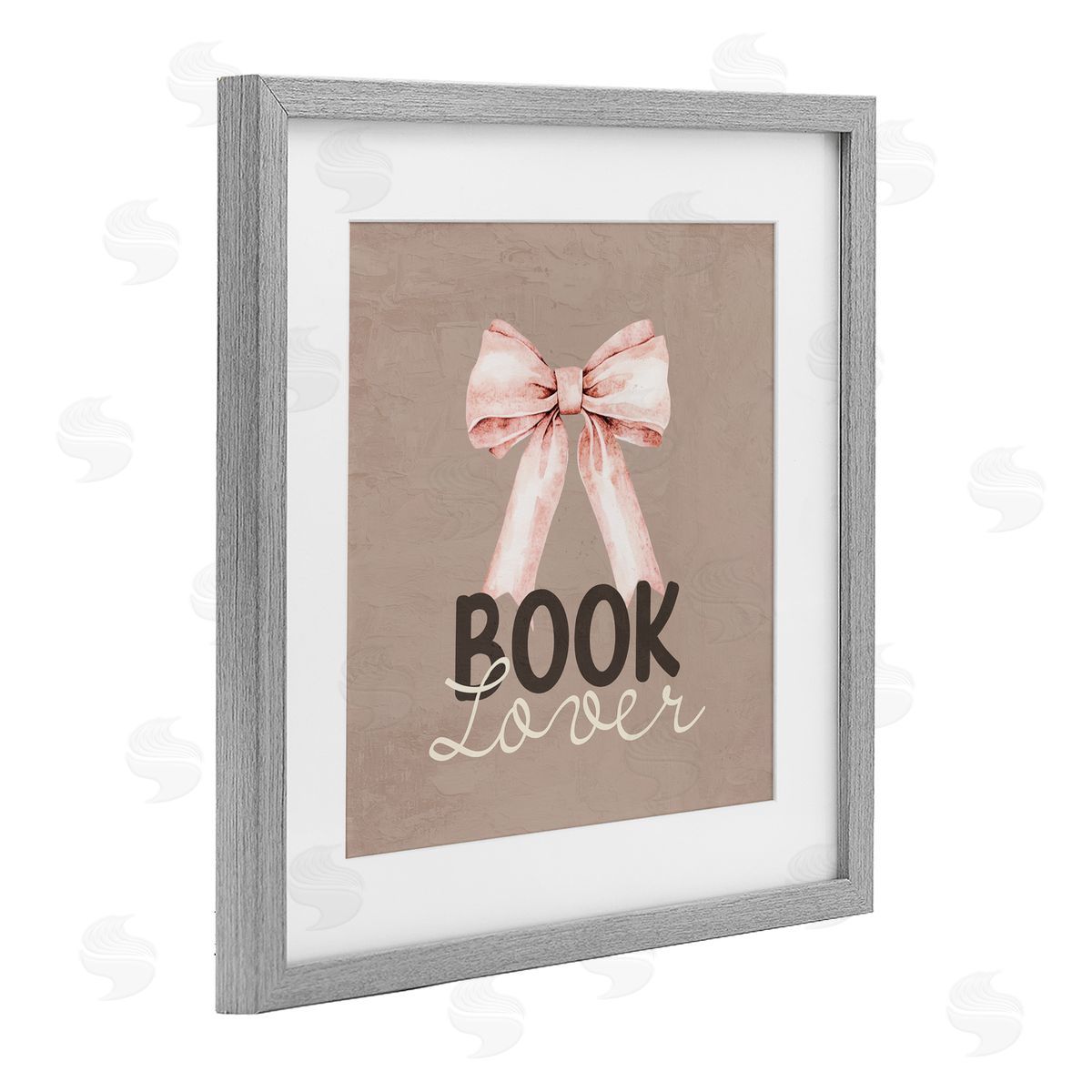 Kim Allen Book Lover with Bow Gray Framed Print Under Glass with White Mat Wall Art