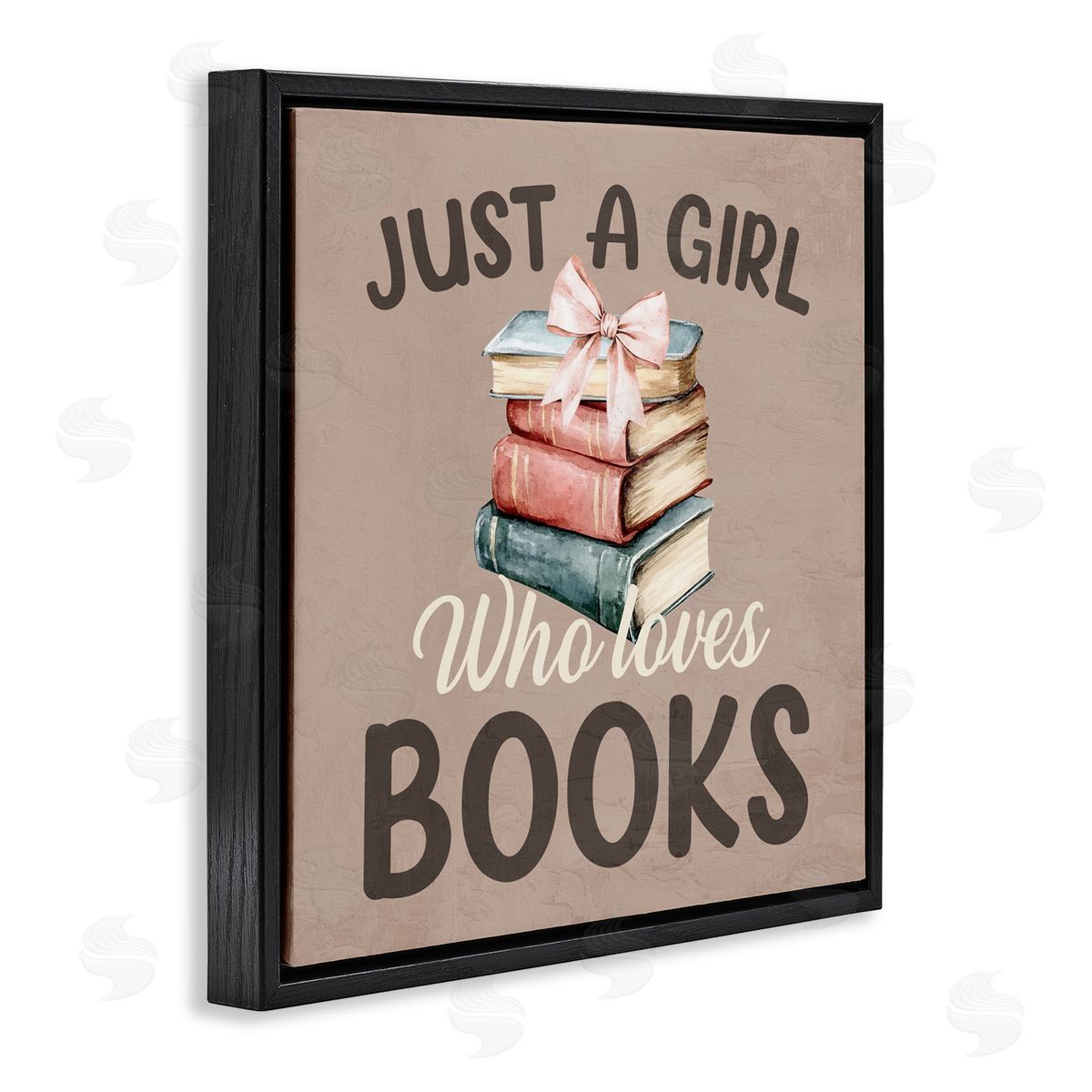 Kim Allen Just A Girl Who Loves Books Black Floating Frame Canvas Wall Art Print