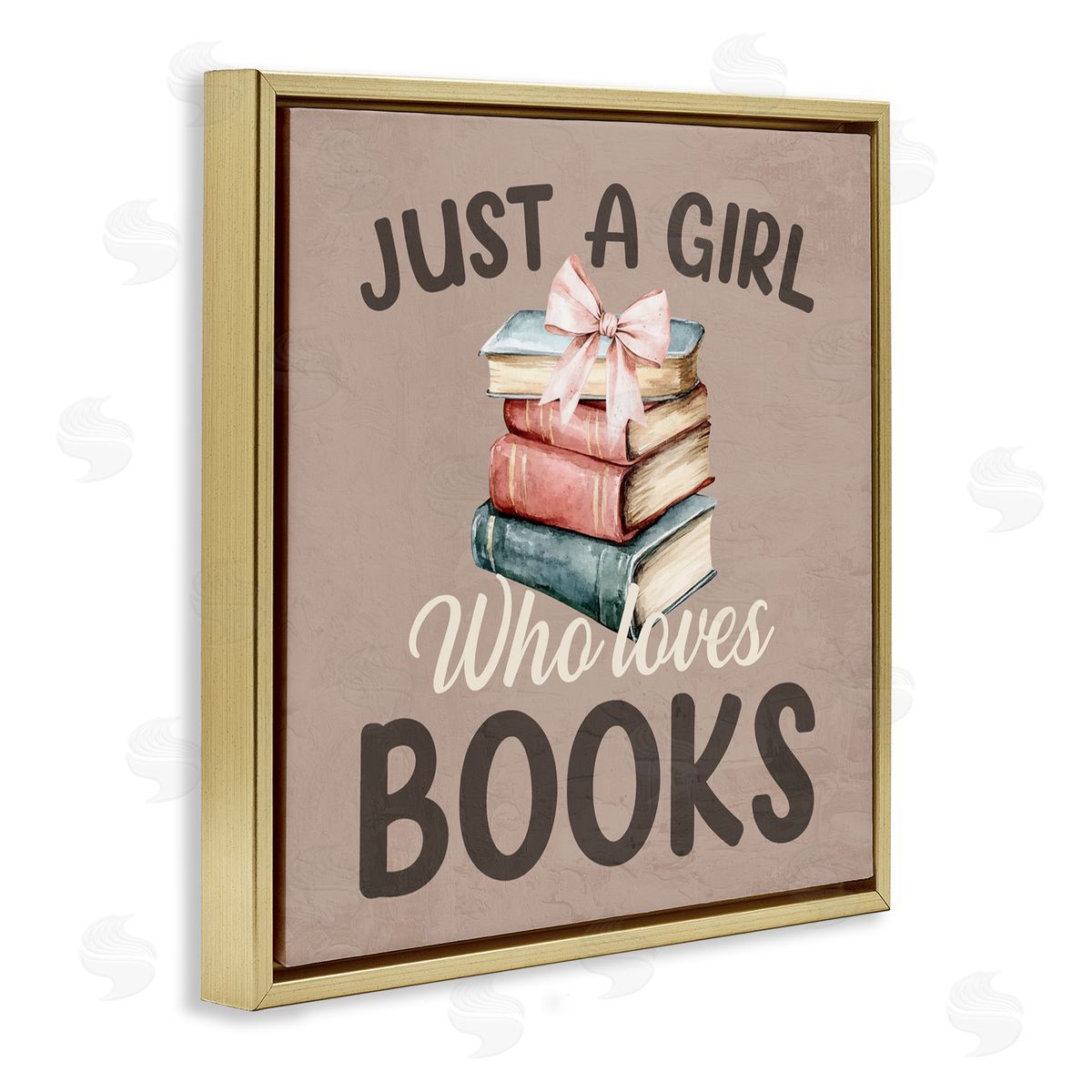 Kim Allen Just A Girl Who Loves Books Gold Floating Frame Canvas Wall Art Print