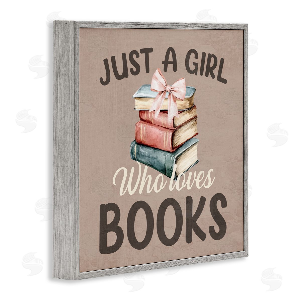 Kim Allen Just A Girl Who Loves Books Gray Framed Giclee Wall Art Print