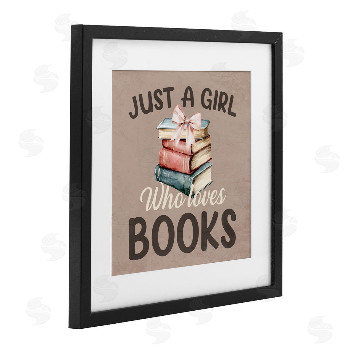 Kim Allen Just A Girl Who Loves Books Black Framed Print Under Glass with White Mat Wall Art