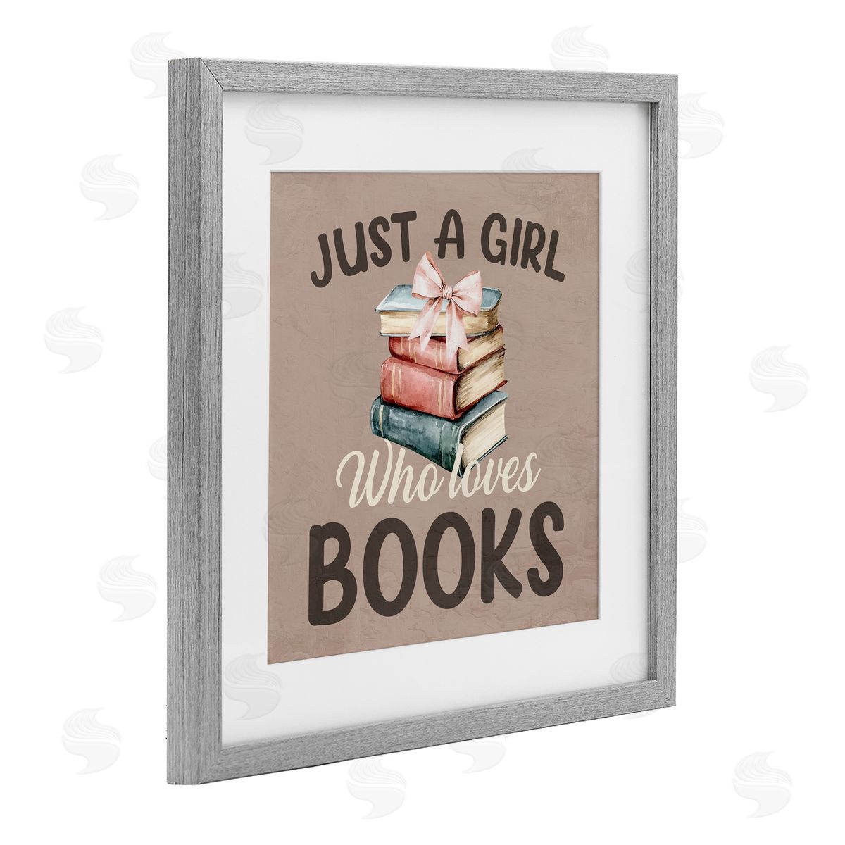 Kim Allen Just A Girl Who Loves Books Gray Framed Print Under Glass with White Mat Wall Art