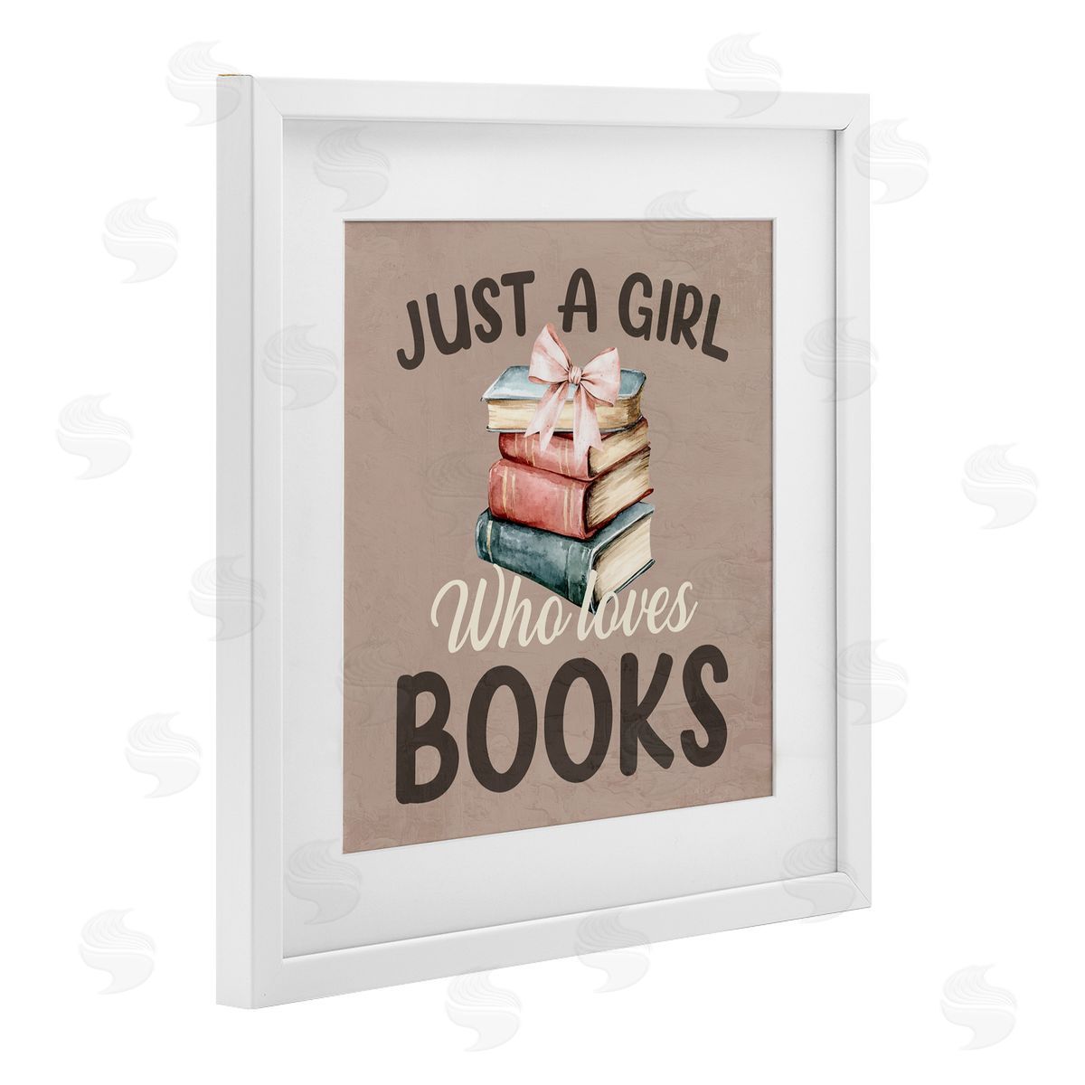 Kim Allen Just A Girl Who Loves Books White Framed Print Under Glass with Mat Wall Art
