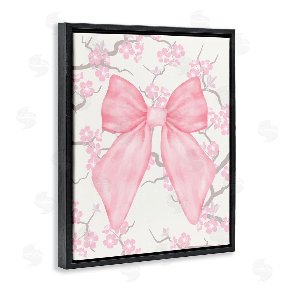 Jesse Keith Cherry Blossom & Ribbon Black Floating Frame Canvas Wall Art Print