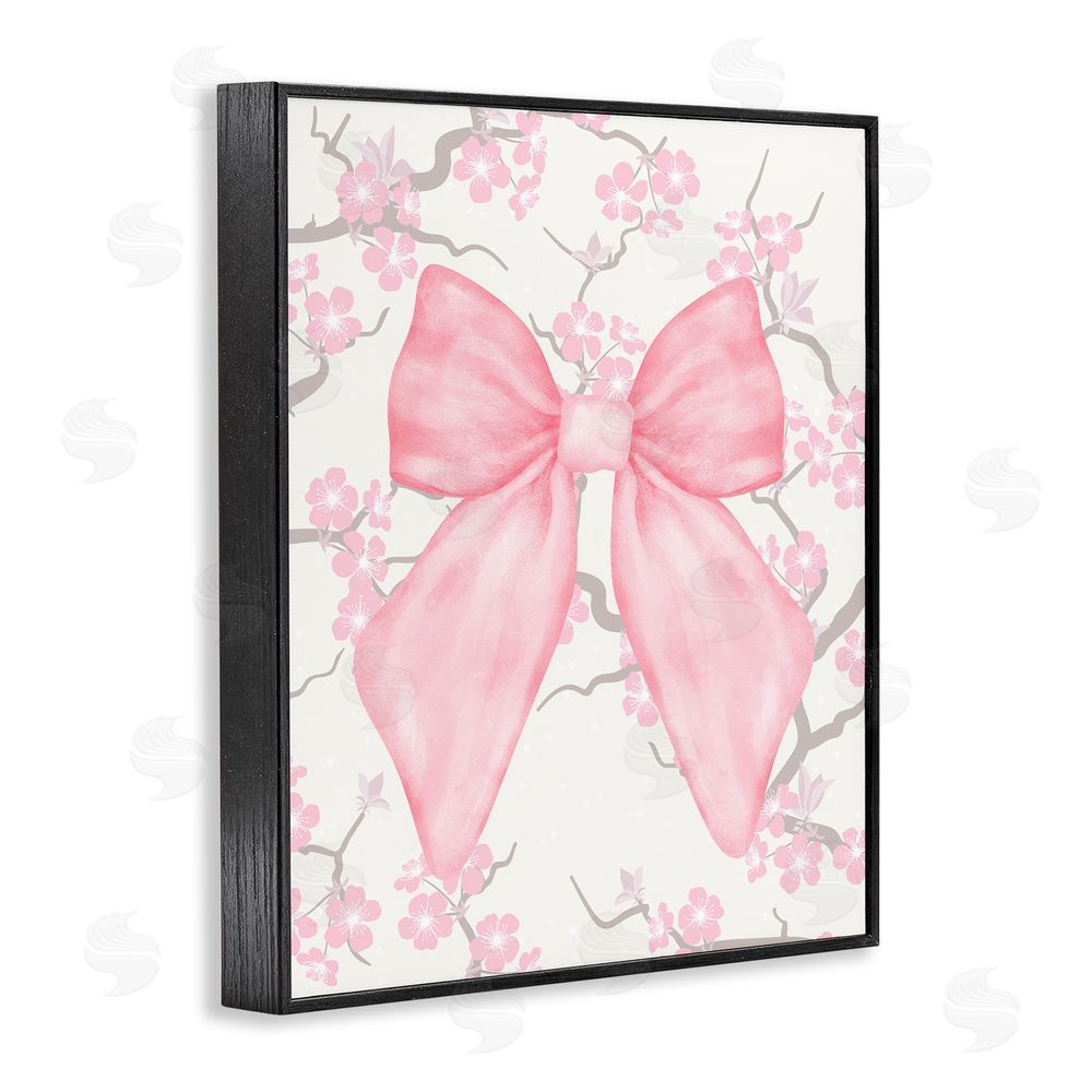 Jesse Keith Cherry Blossom & Ribbon Black Framed Giclee Wall Art Print