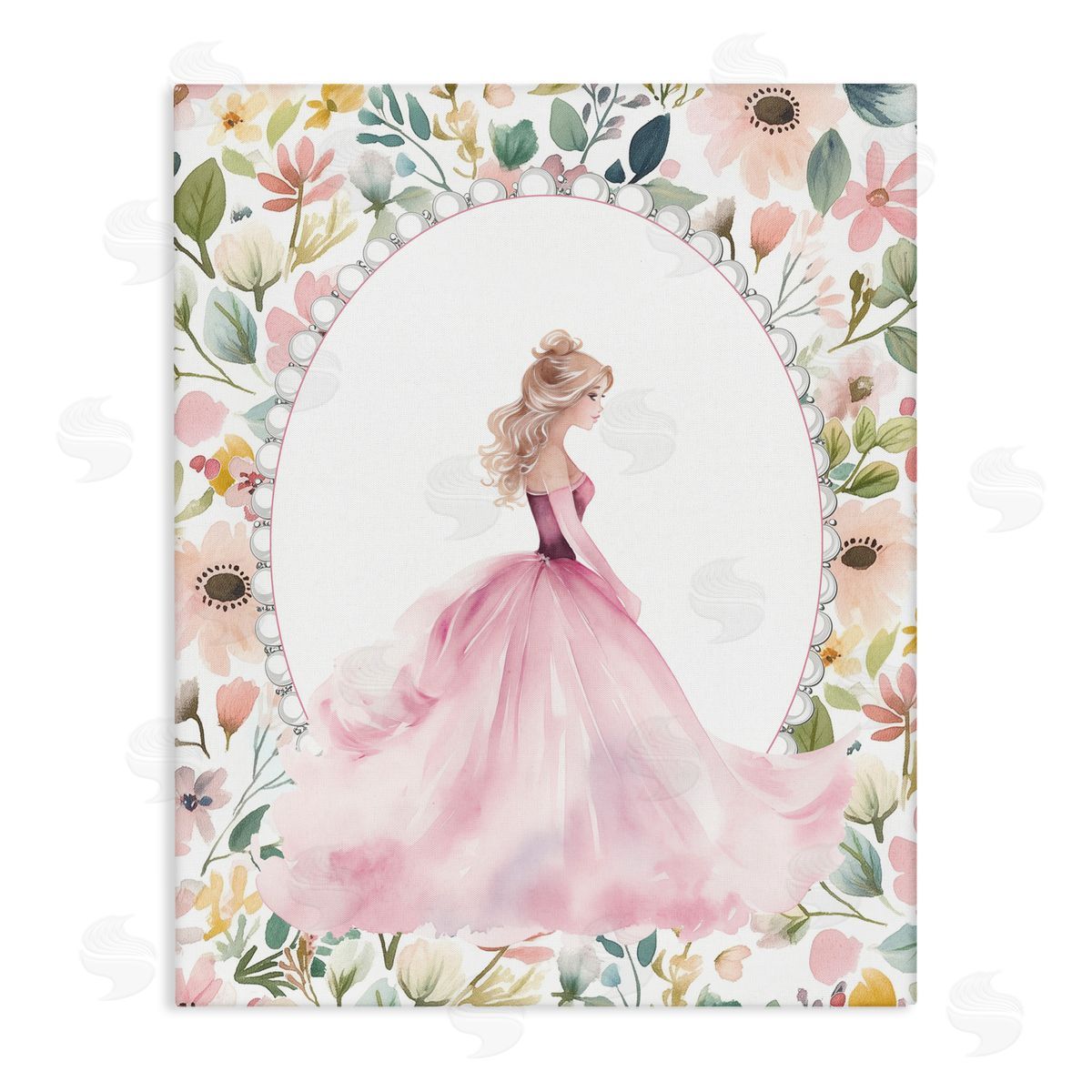 Christine Simpson Art Pink Princess with Pearl Border Canvas Wall Art Print