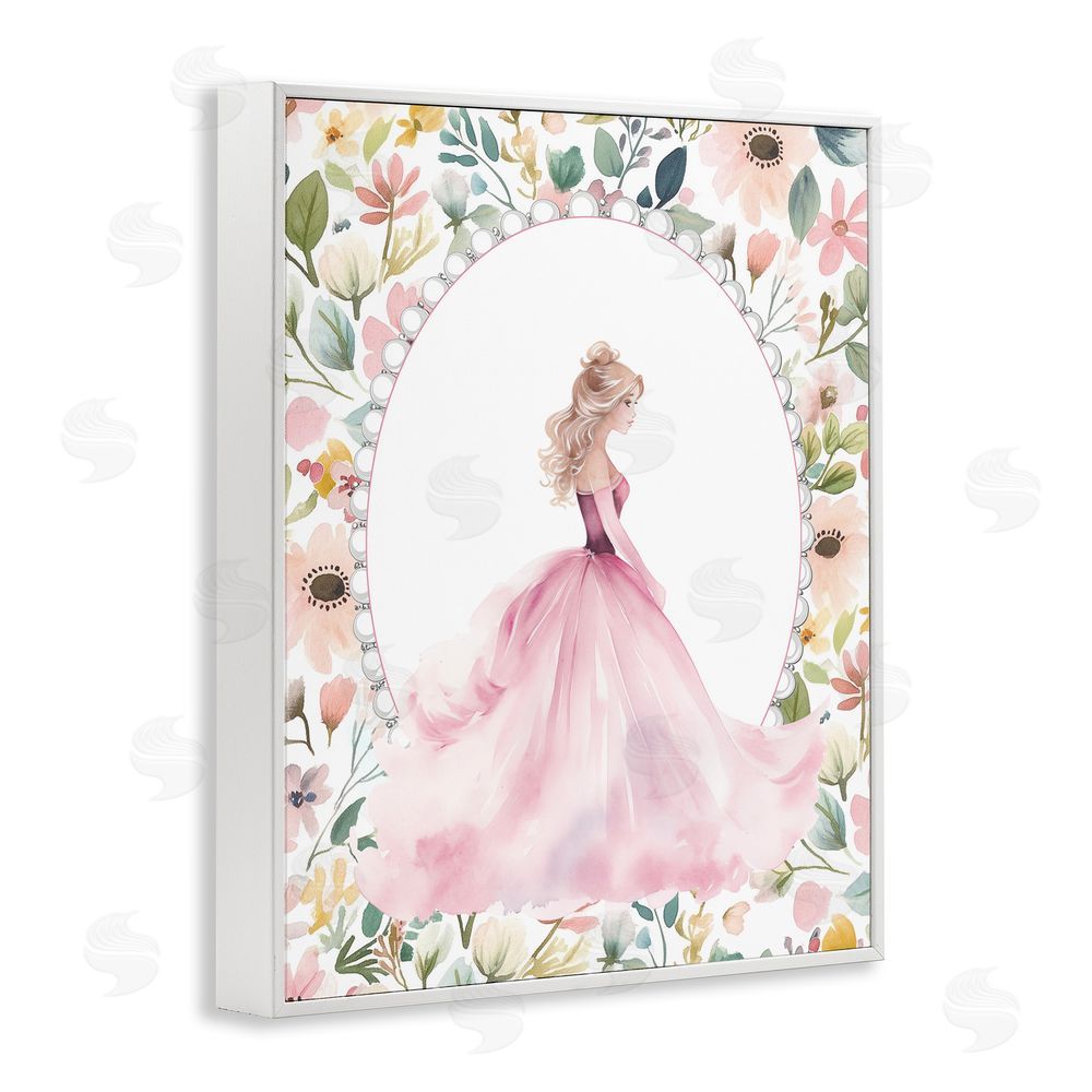 Christine Simpson Art Pink Princess with Pearl Border White Framed Giclee Wall Art Print