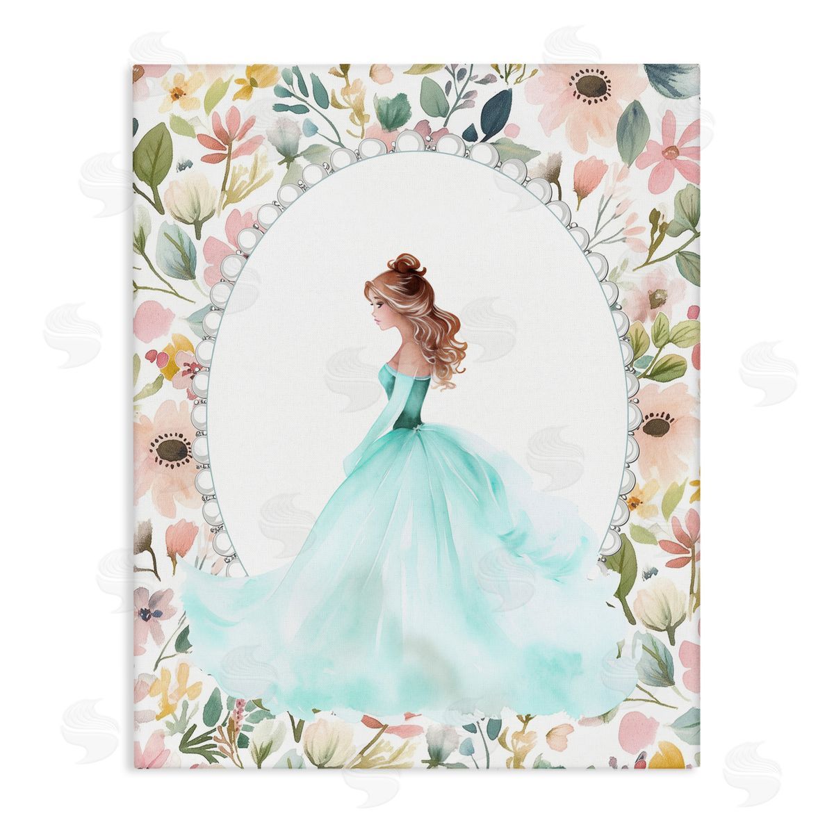 Christine Simpson Art Blue Princess with Pearl Border Canvas Wall Art Print