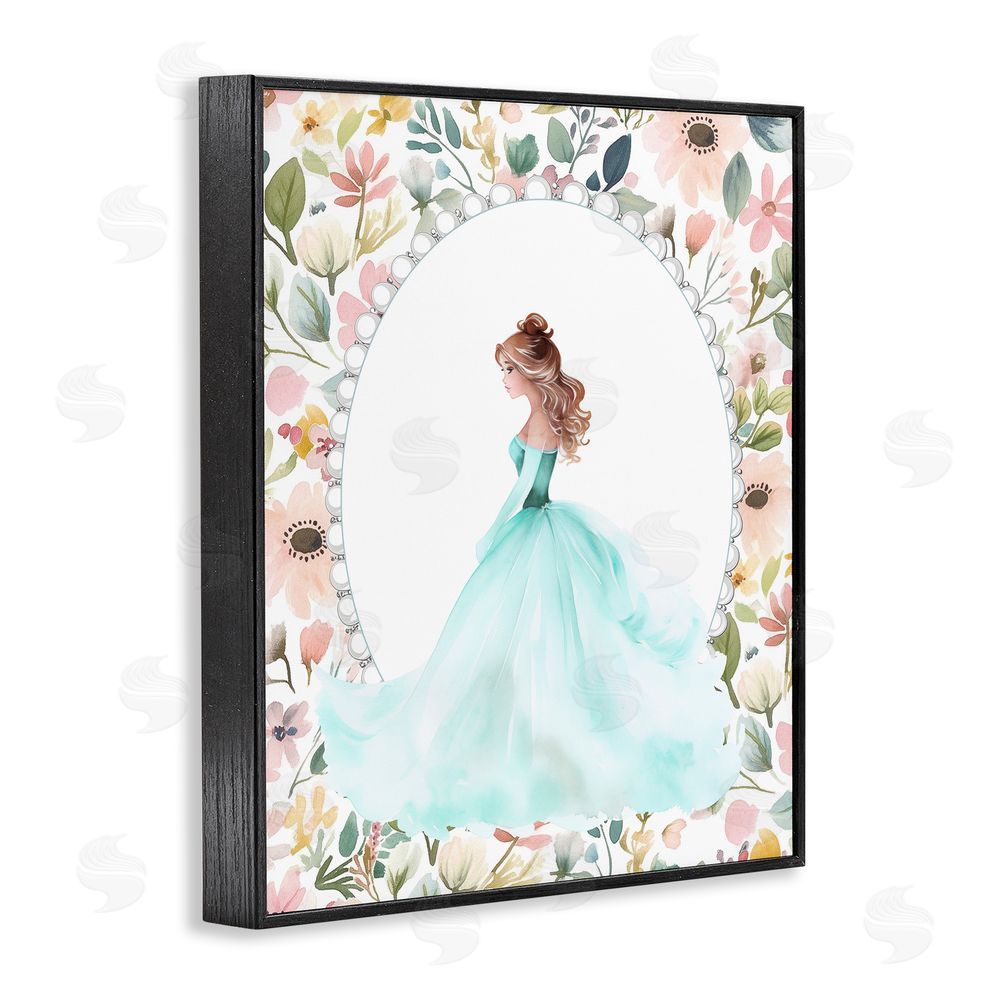 Christine Simpson Art Blue Princess with Pearl Border Black Framed Giclee Wall Art Print