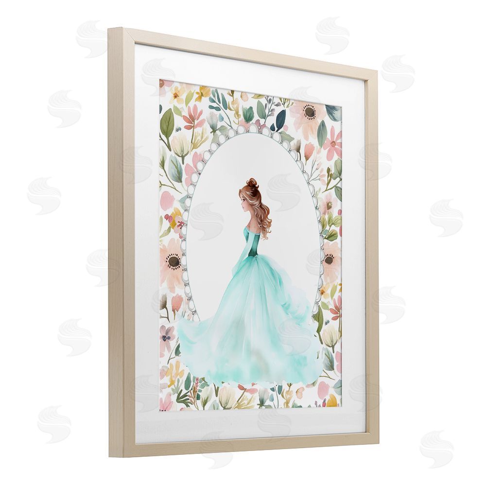 Christine Simpson Art Blue Princess with Pearl Border Birch Framed Print Under Glass with White Mat Wall Art