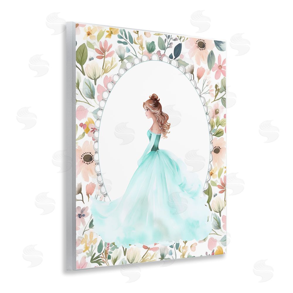 Christine Simpson Art Blue Princess with Pearl Border Wall Plaque Art Print