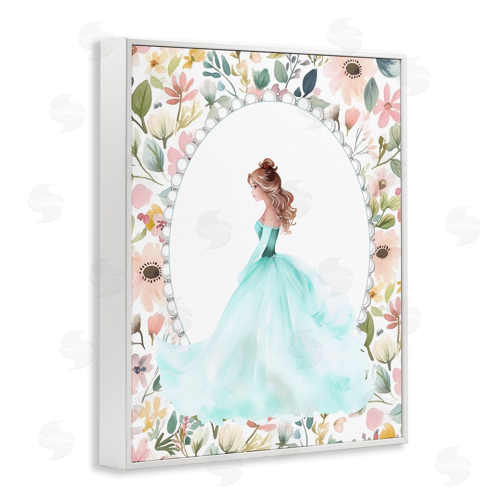 Christine Simpson Art Blue Princess with Pearl Border White Framed Giclee Wall Art Print