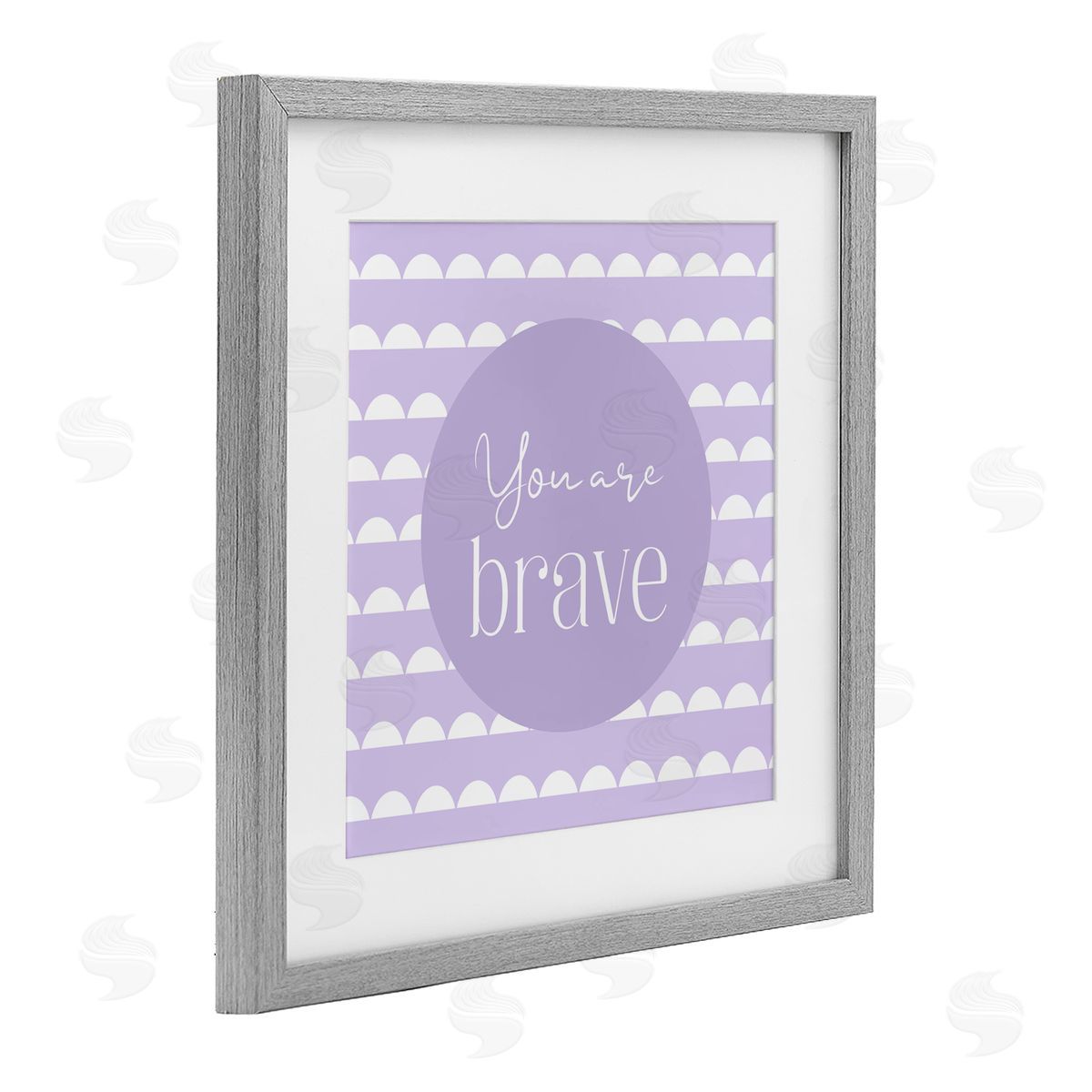 Christine Simpson Art You Are Brave Affirmation Gray Framed Print Under Glass with White Mat Wall Art