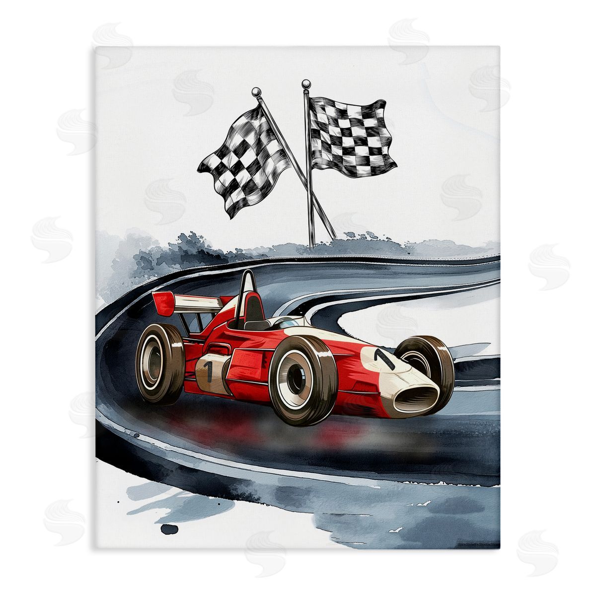 Christine Simpson Art Vintage Race Day Flags Canvas Wall Art Print