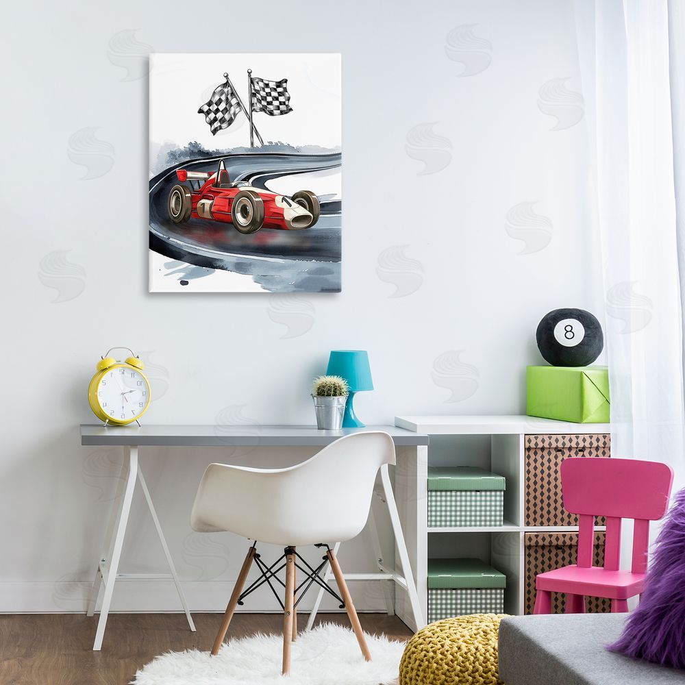 Christine Simpson Art Vintage Race Day Flags Canvas Art on Wall