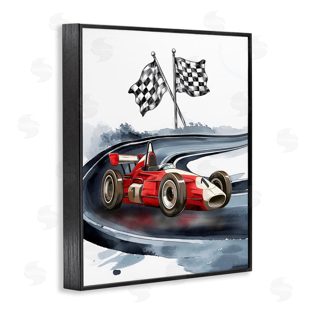 Christine Simpson Art Vintage Race Day Flags Black Framed Giclee Wall Art Print