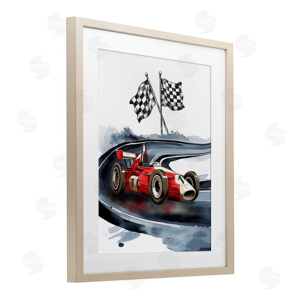 Christine Simpson Art Vintage Race Day Flags Birch Framed Print Under Glass with White Mat Wall Art