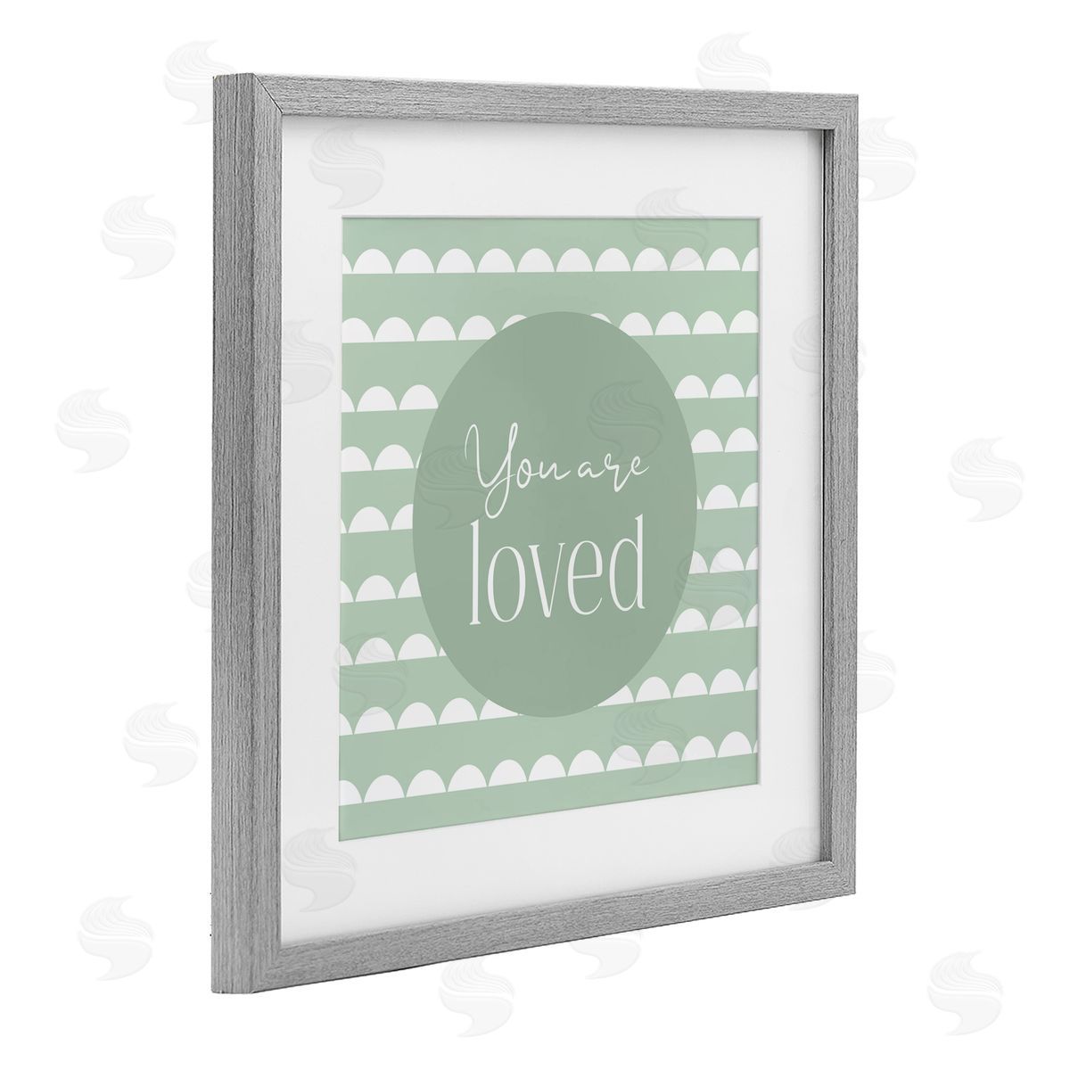Christine Simpson Art You Are Loved Affirmation Gray Framed Print Under Glass with White Mat Wall Art
