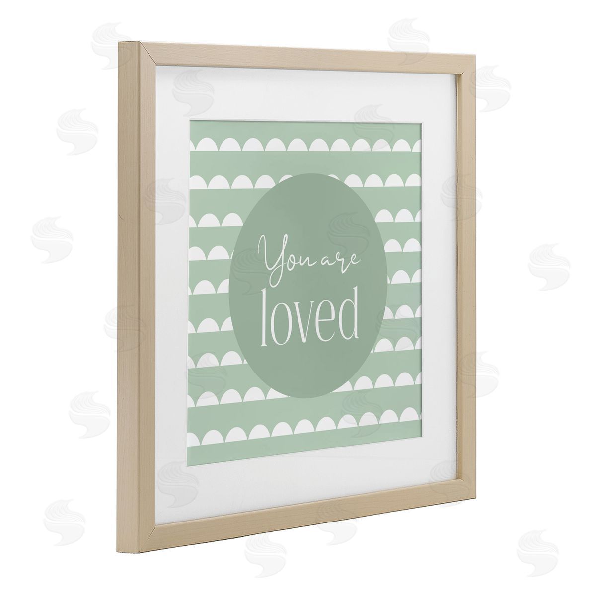 Christine Simpson Art You Are Loved Affirmation Birch Framed Print Under Glass with White Mat Wall Art
