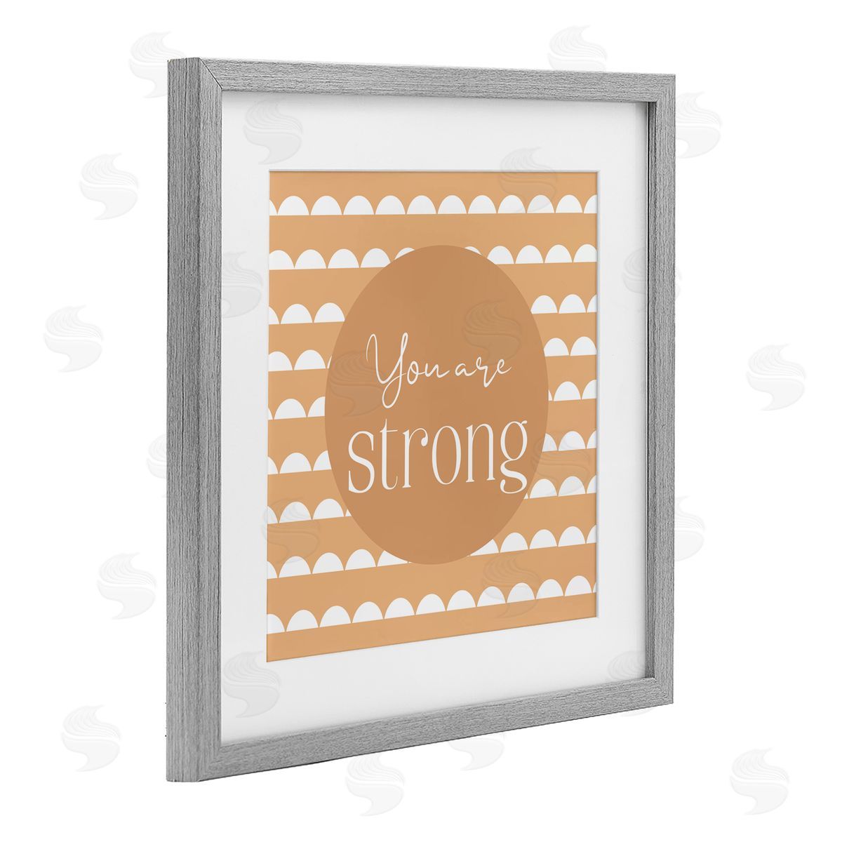 Christine Simpson Art You Are Strong Affirmation Gray Framed Print Under Glass with White Mat Wall Art