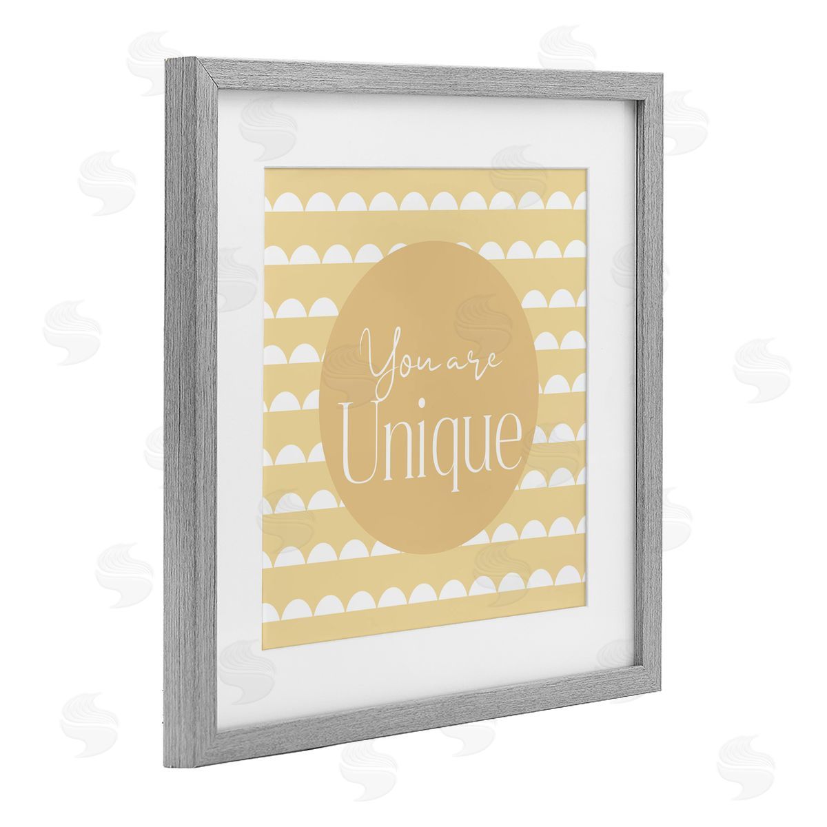 Christine Simpson Art You Are Unique Affirmation Gray Framed Print Under Glass with White Mat Wall Art
