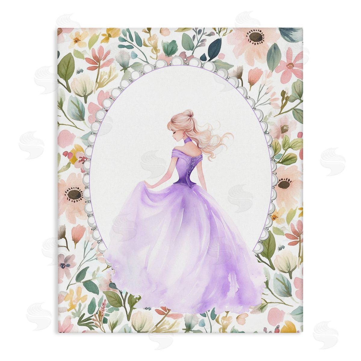 Christine Simpson Art Purple Princess with Pearl Border Canvas Wall Art Print