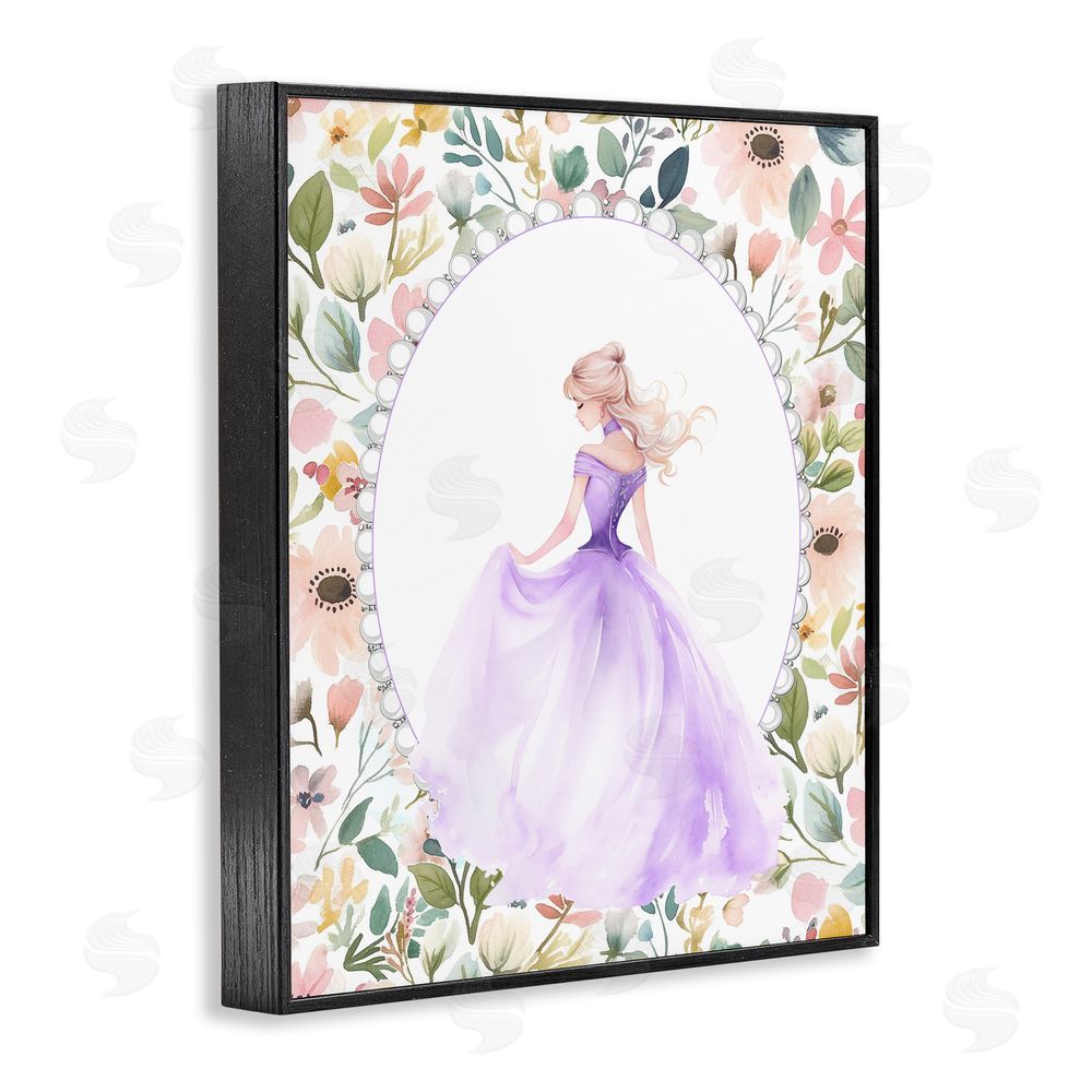 Christine Simpson Art Purple Princess with Pearl Border Black Framed Giclee Wall Art Print