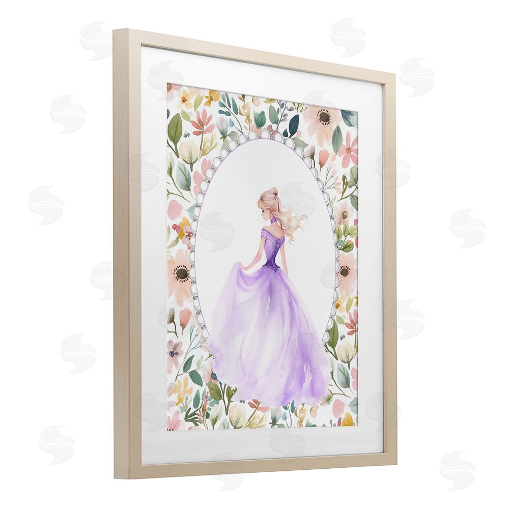 Christine Simpson Art Purple Princess with Pearl Border Birch Framed Print Under Glass with White Mat Wall Art