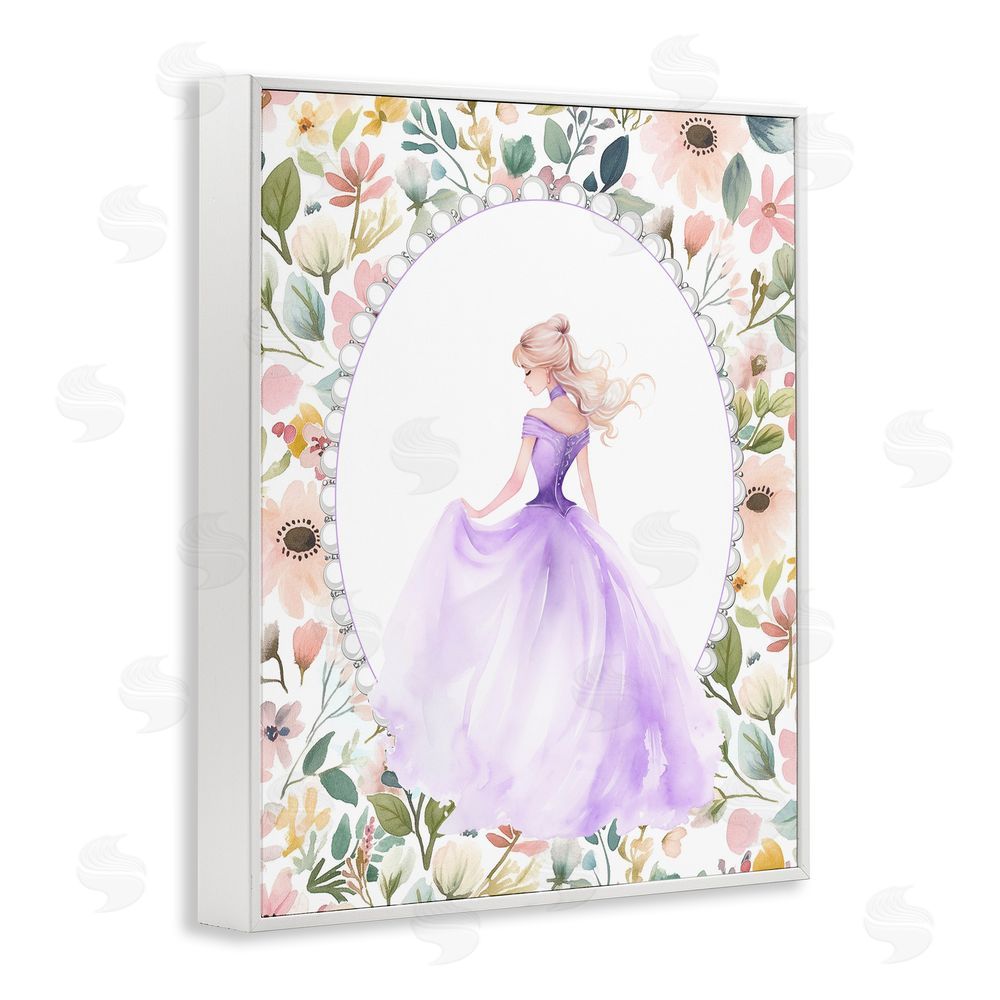 Christine Simpson Art Purple Princess with Pearl Border White Framed Giclee Wall Art Print