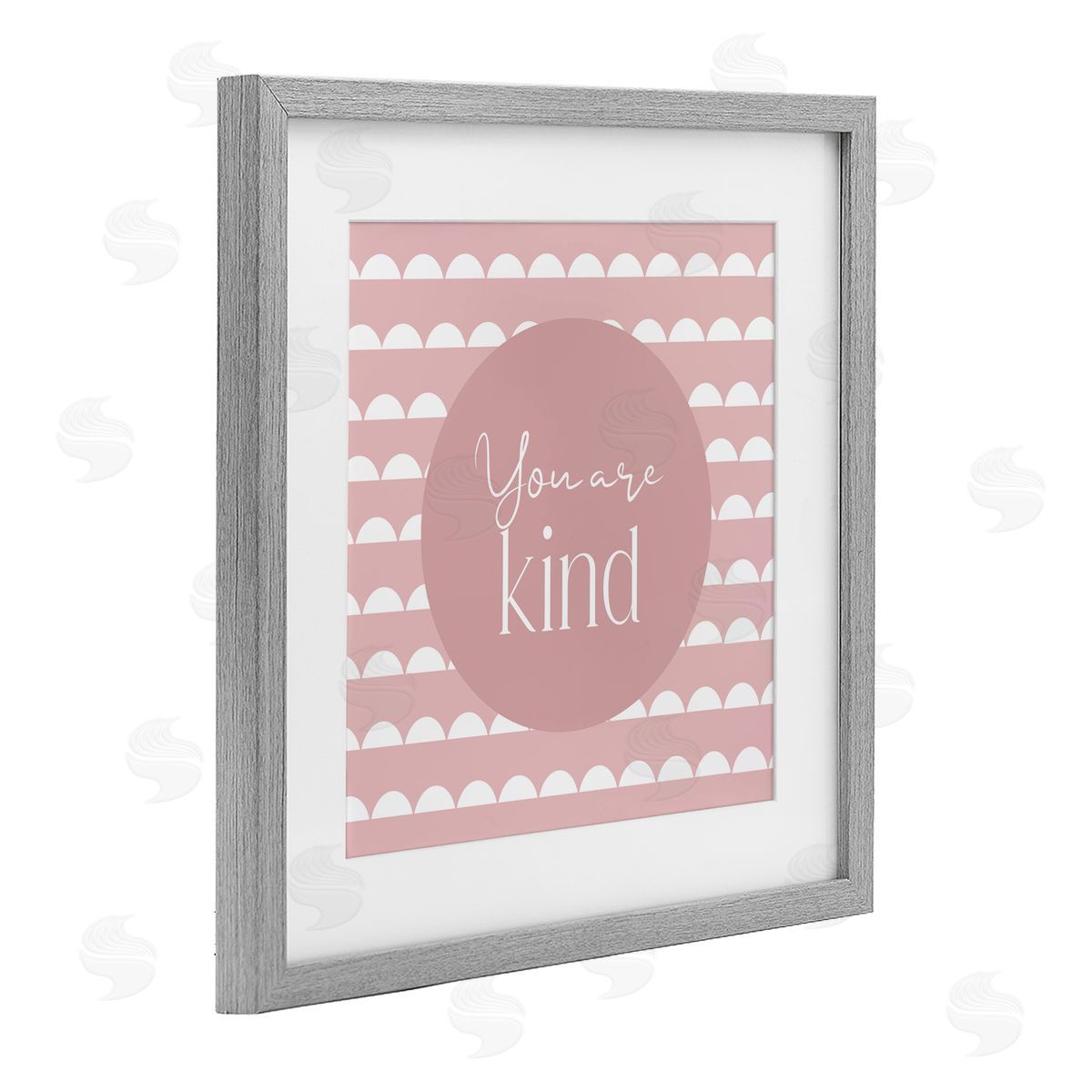 Christine Simpson Art You Are Kind Affirmation Gray Framed Print Under Glass with White Mat Wall Art