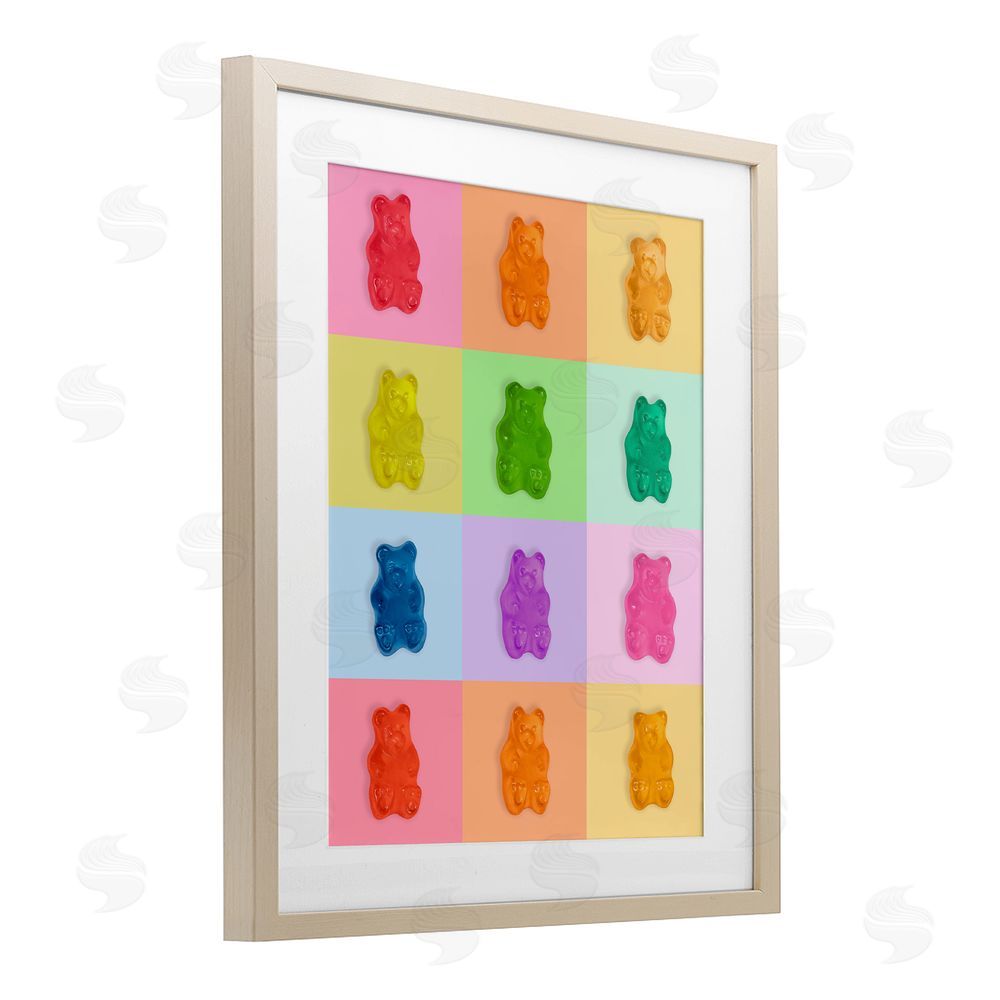 LISH Creative Candy Bears Rainbow Birch Framed Print Under Glass with White Mat Wall Art