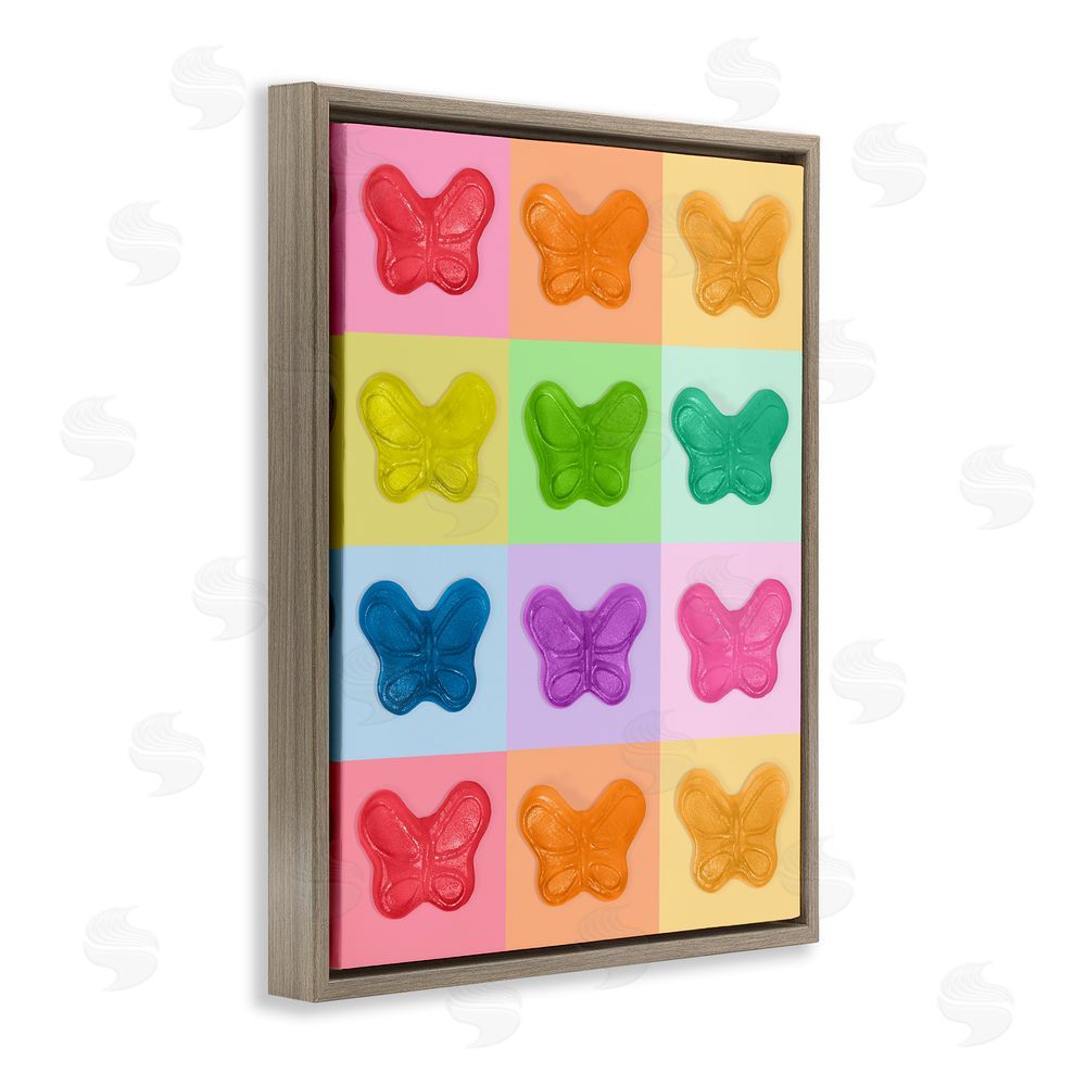 LISH Creative Candy Butterfly Rainbow Brown Floating Frame Canvas Wall Art Print