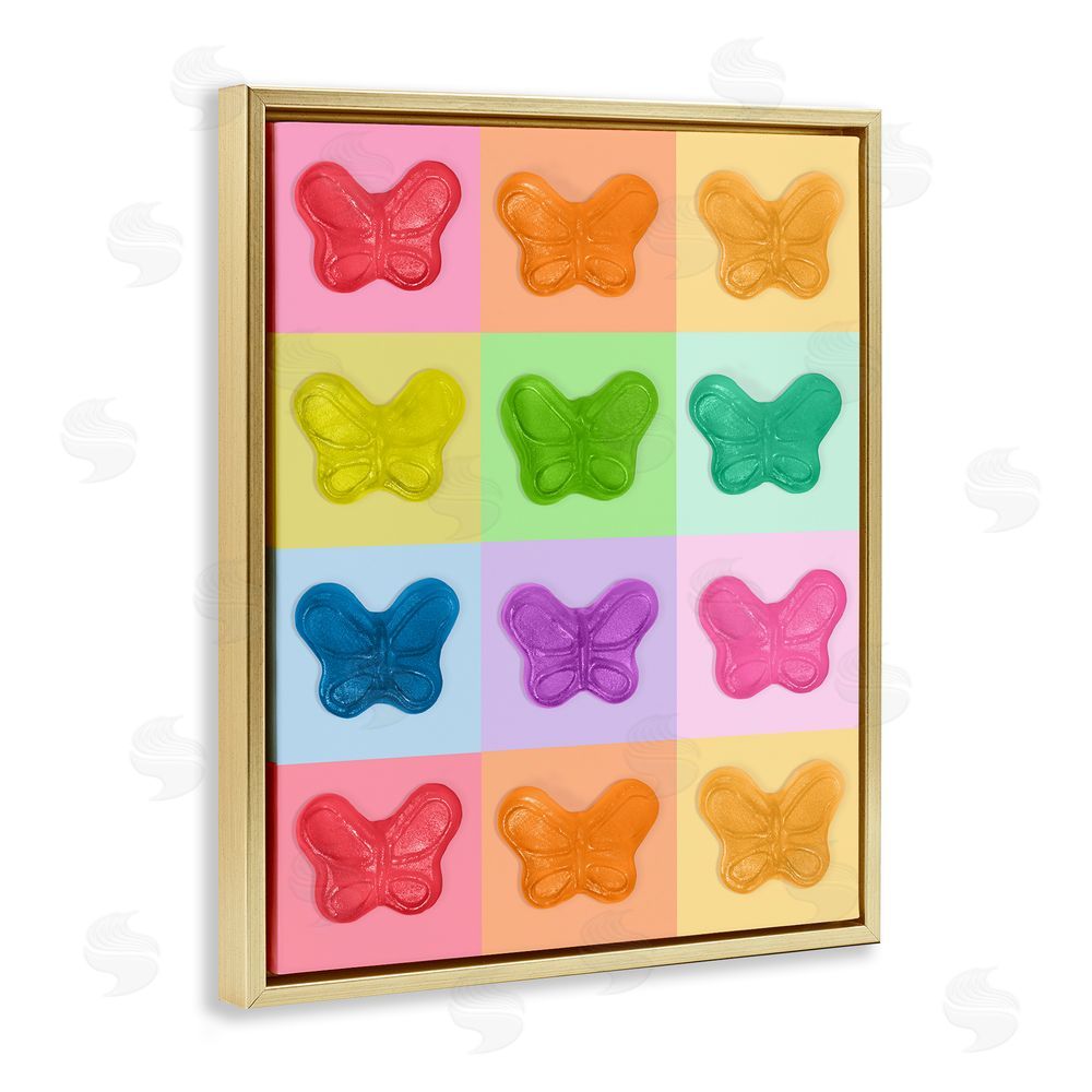 LISH Creative Candy Butterfly Rainbow Gold Floating Frame Canvas Wall Art Print