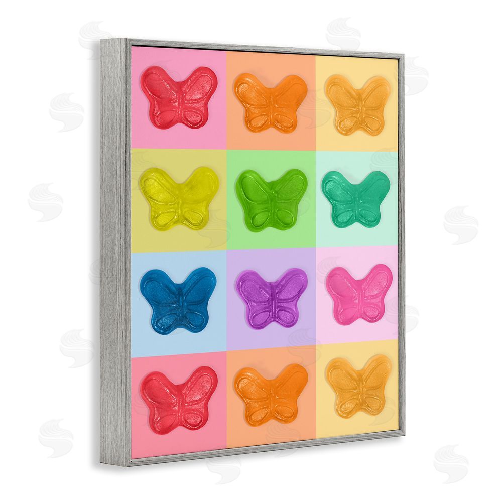 LISH Creative Candy Butterfly Rainbow Gray Framed Giclee Wall Art Print