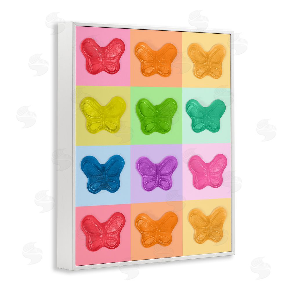 LISH Creative Candy Butterfly Rainbow White Framed Giclee Wall Art Print