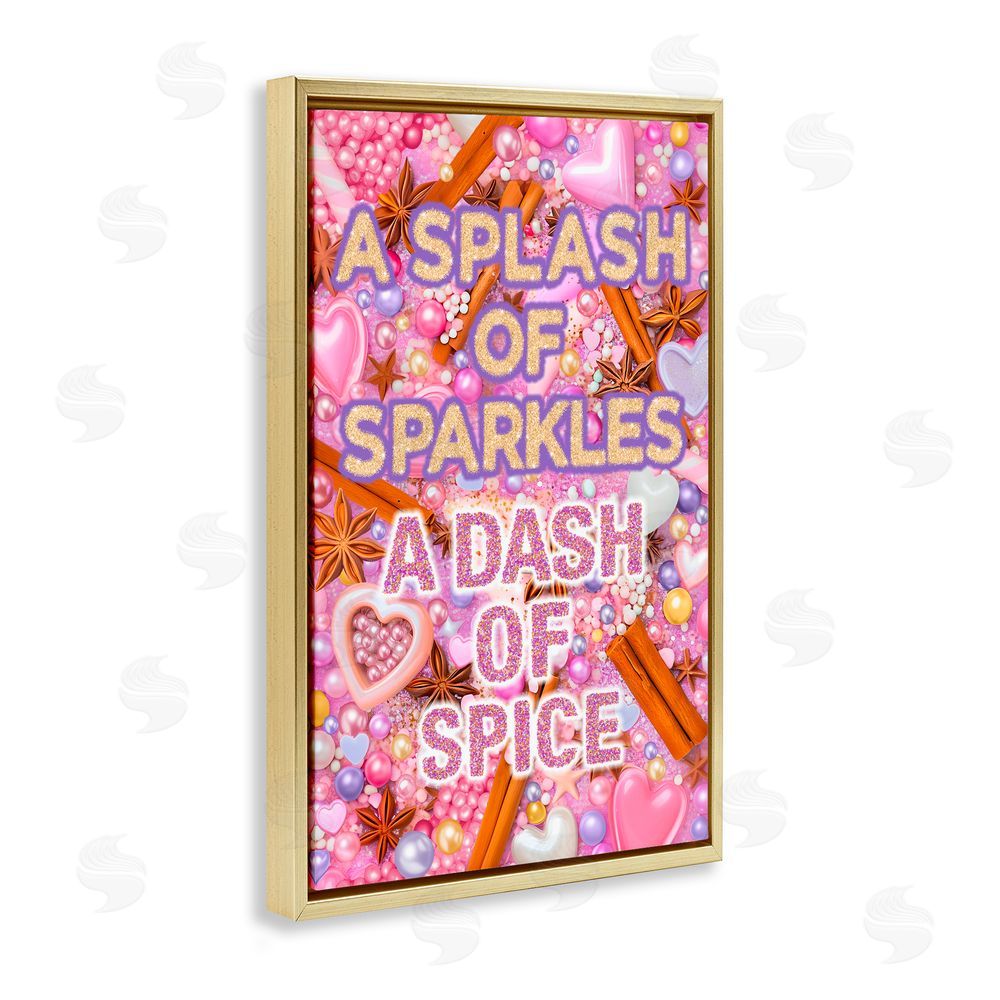 Jess Stempel Splash of Sparkle Dash Of Spice Gold Floating Frame Canvas Wall Art Print