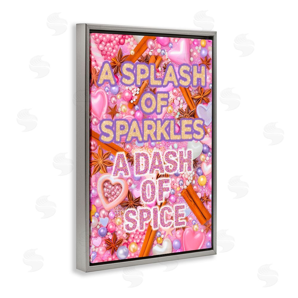 Jess Stempel Splash of Sparkle Dash Of Spice Gray Floating Frame Canvas Wall Art Print