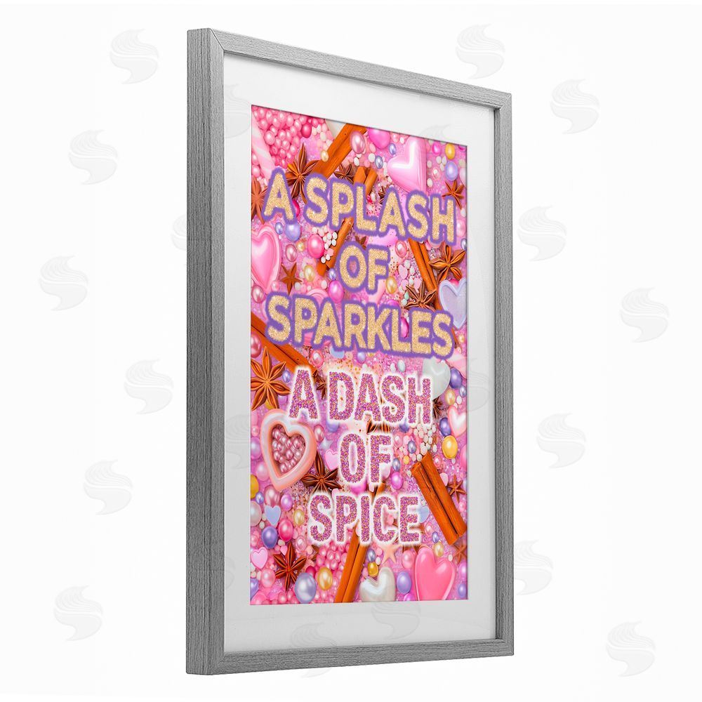 Jess Stempel Splash of Sparkle Dash Of Spice Gray Framed Print Under Glass with White Mat Wall Art