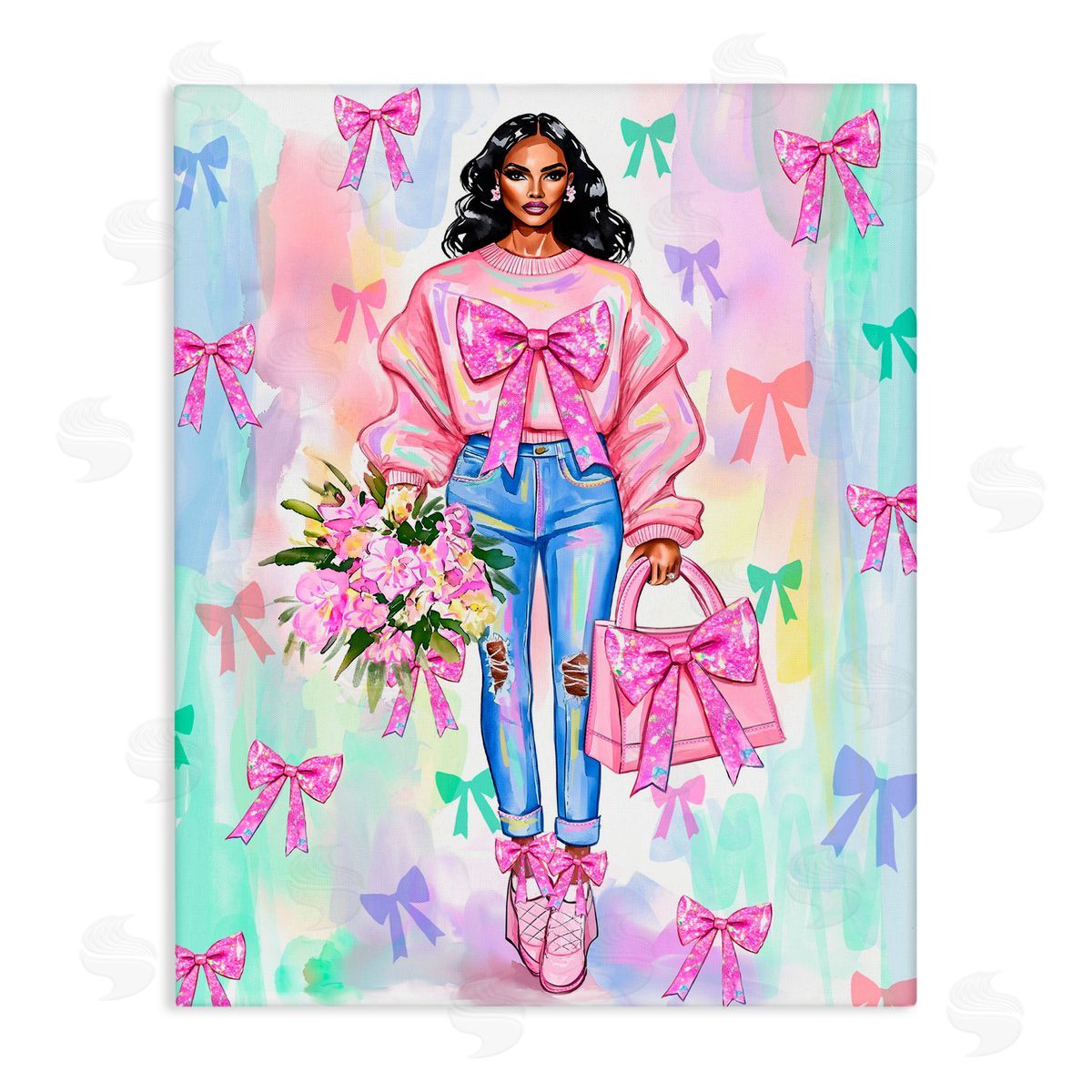 Jess Stempel Trendy Ribbon Fashion Canvas Wall Art Print