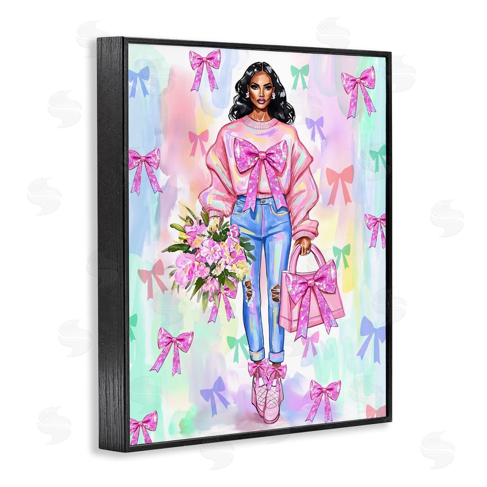 Jess Stempel Trendy Ribbon Fashion Black Framed Giclee Wall Art Print