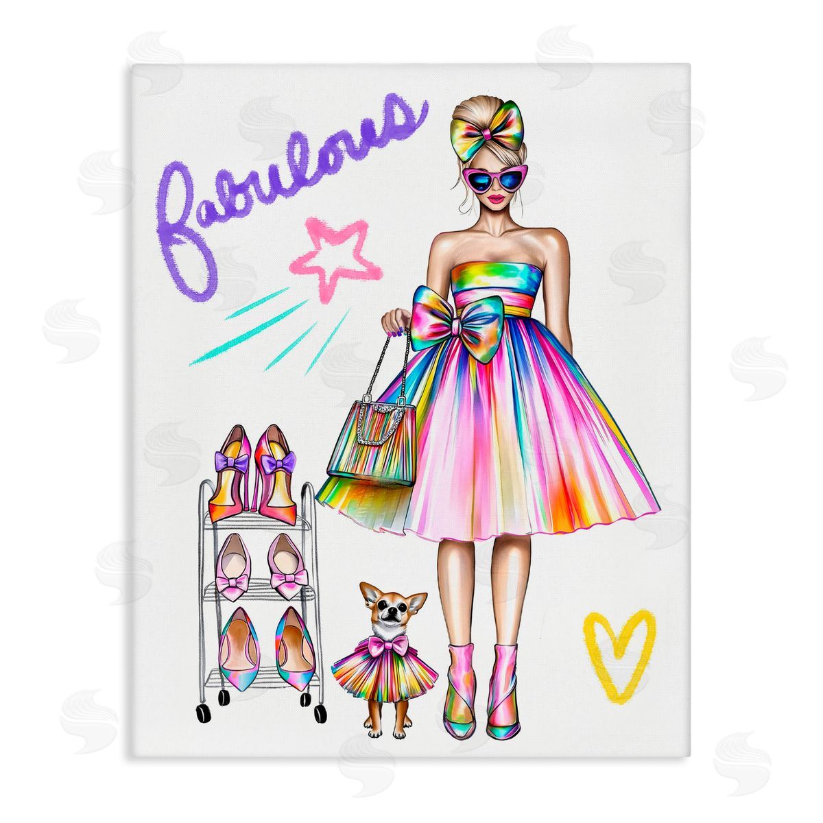 Jess Stempel Fabulous Girl & Dog Canvas Wall Art Print