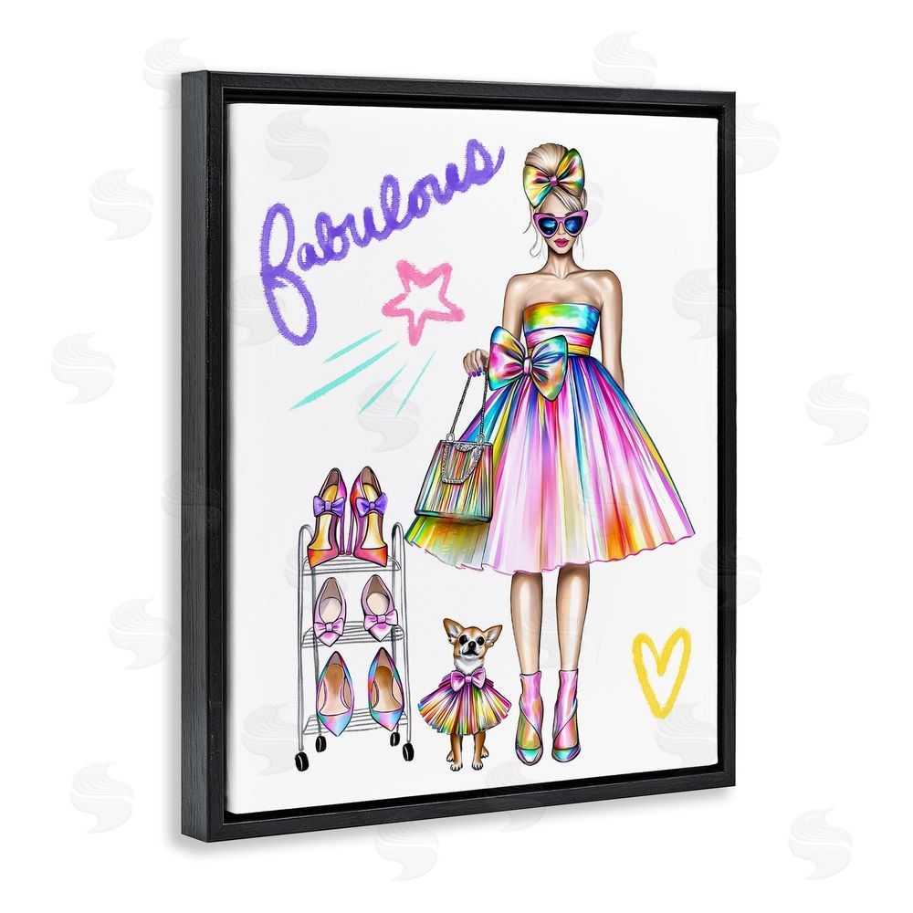 Jess Stempel Fabulous Girl & Dog Black Floating Frame Canvas Wall Art Print