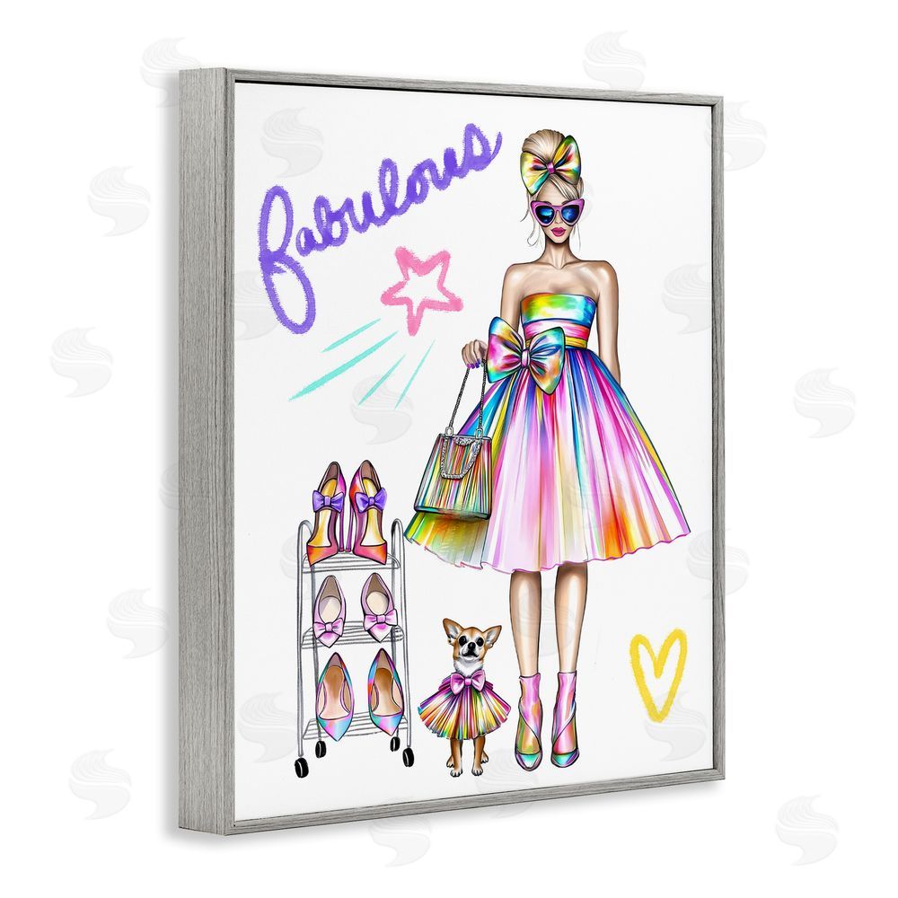Jess Stempel Fabulous Girl & Dog Gray Framed Giclee Wall Art Print