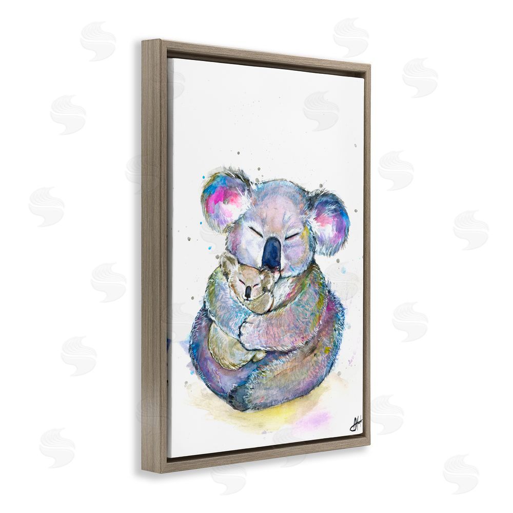 Marc Allante Cuddly Koalas Wildlife Brown Floating Frame Canvas Wall Art Print