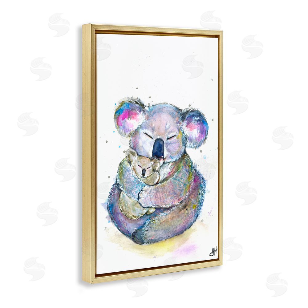 Marc Allante Cuddly Koalas Wildlife Gold Floating Frame Canvas Wall Art Print