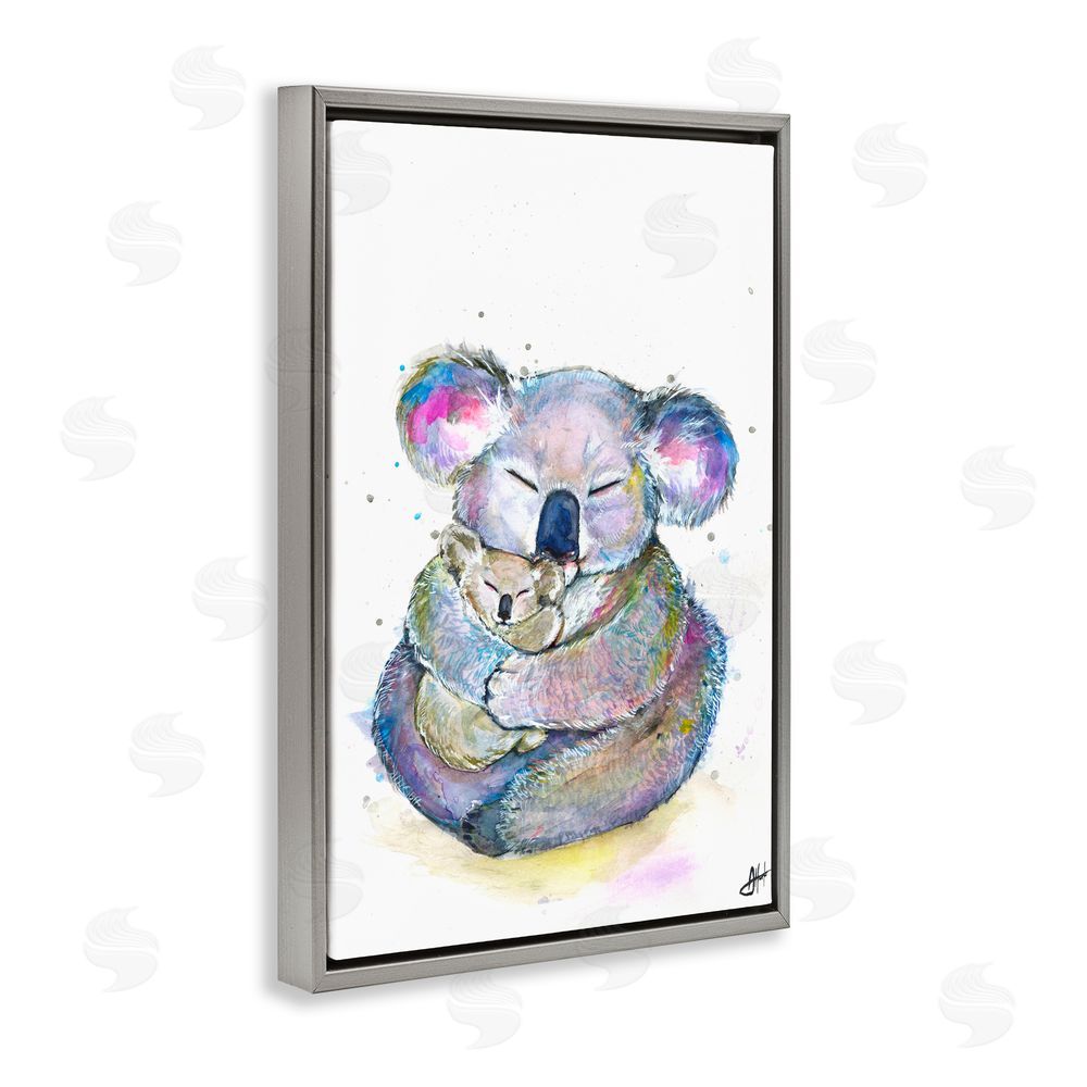 Marc Allante Cuddly Koalas Wildlife Gray Floating Frame Canvas Wall Art Print
