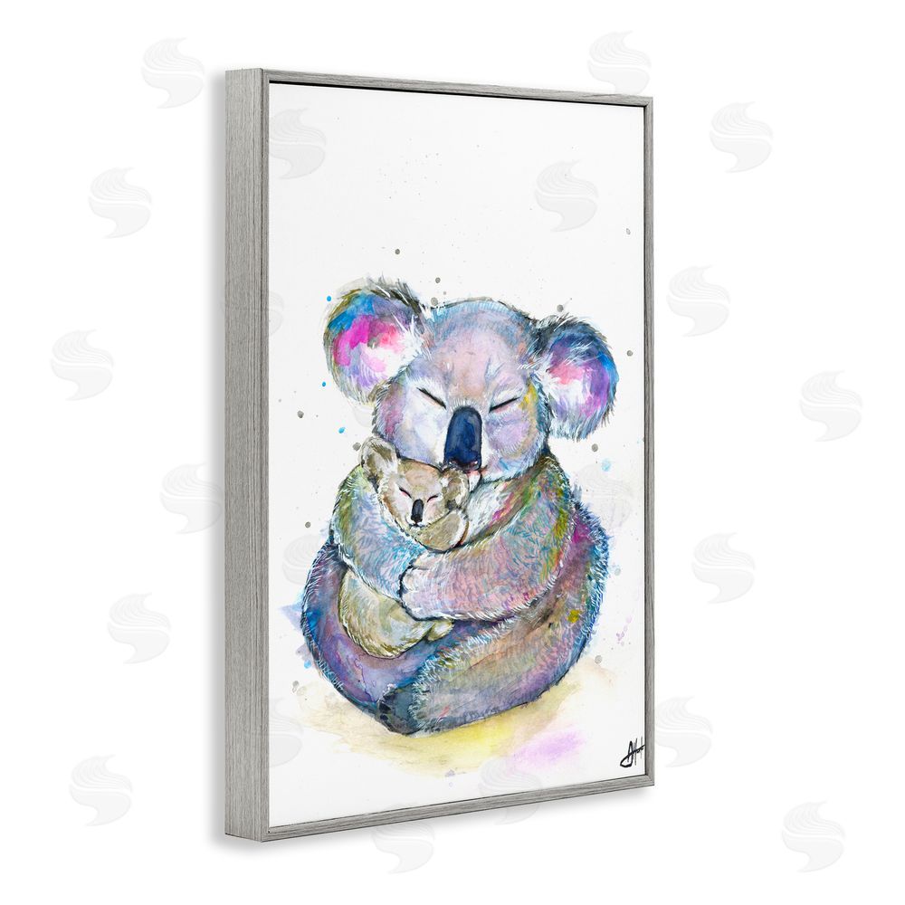 Marc Allante Cuddly Koalas Wildlife Gray Framed Giclee Wall Art Print