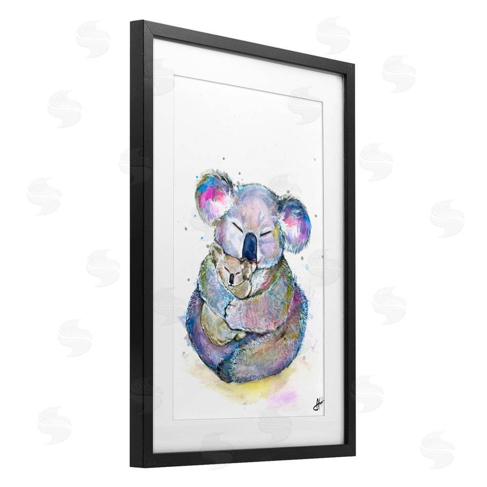 Marc Allante Cuddly Koalas Wildlife Black Framed Print Under Glass with White Mat Wall Art