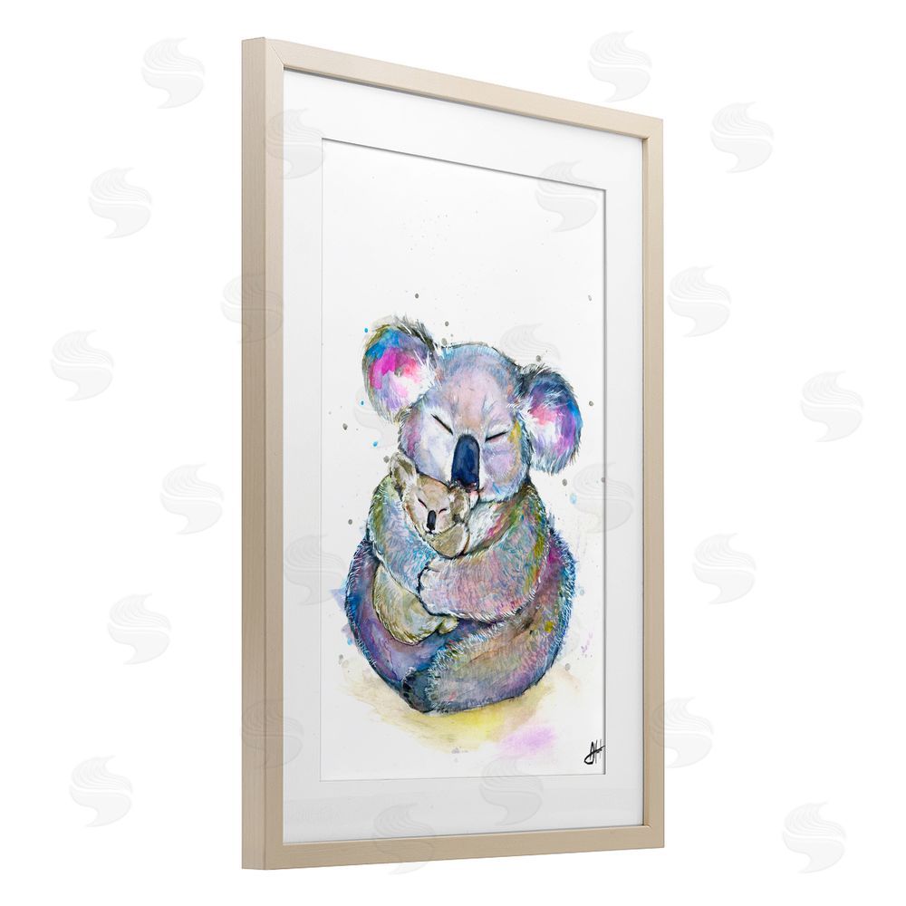 Marc Allante Cuddly Koalas Wildlife Birch Framed Print Under Glass with White Mat Wall Art